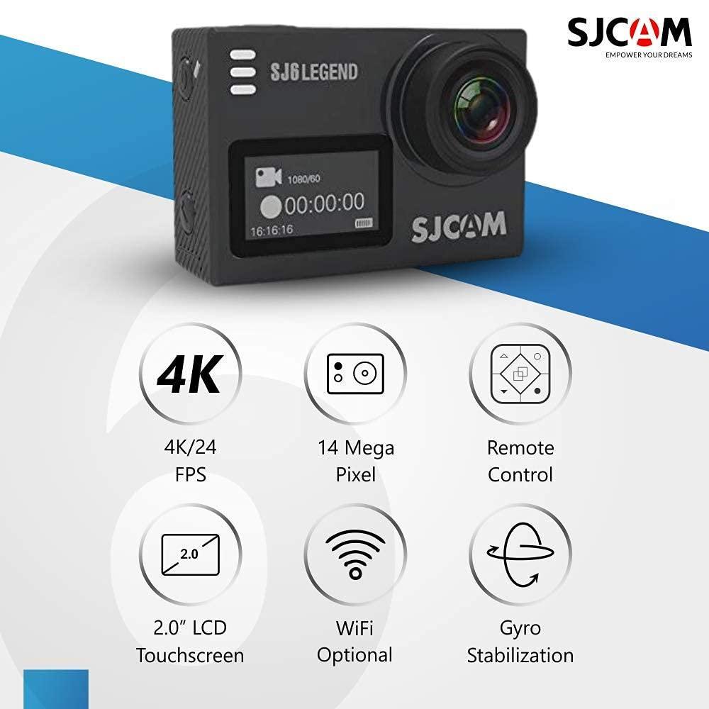 SJCAM SJ6LEGEND 4K 24fps actionkamera, 3-akset stabilisering, vanntett, berøringsskjerm, Wifi tilkoblet.