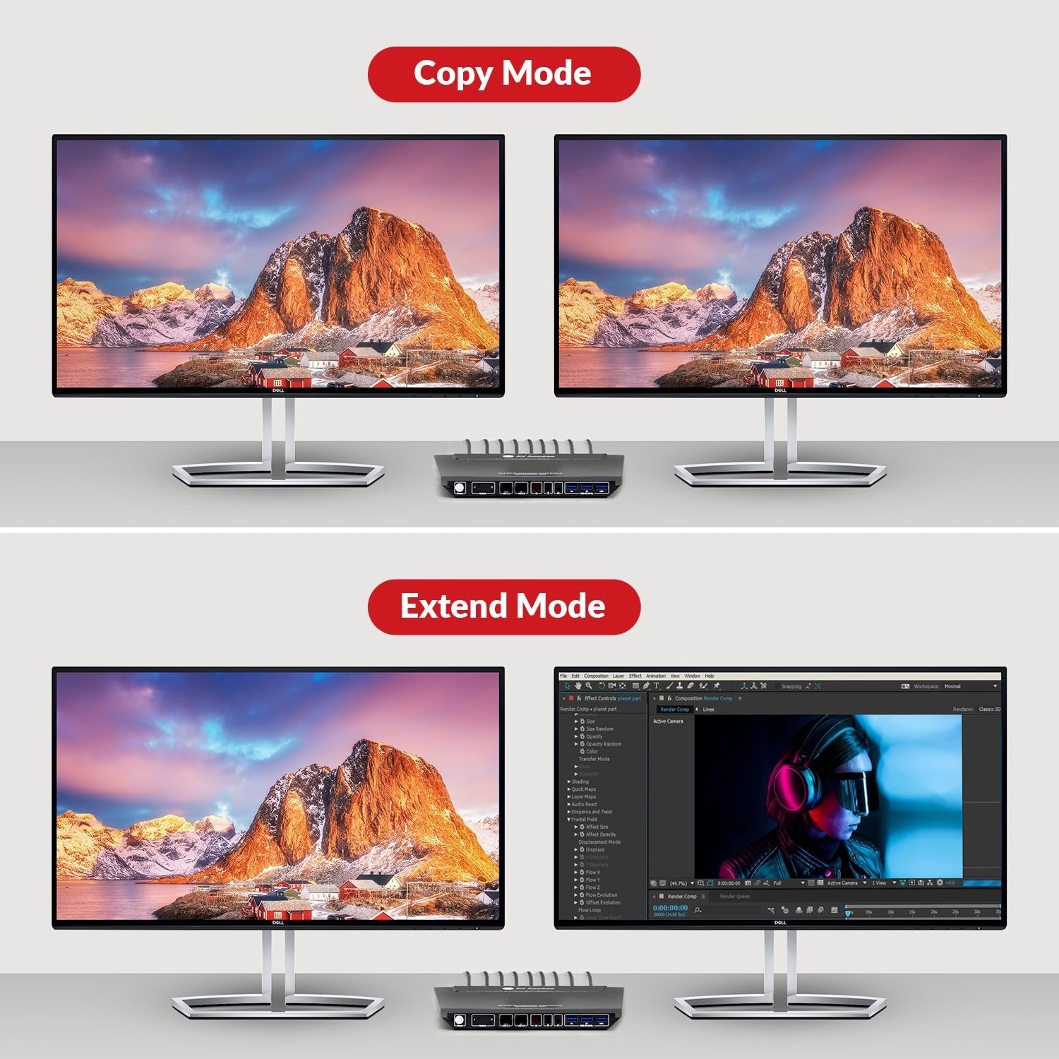 AV Access 8K DisplayPort KVM-svitsj for to datamaskiner til to skjermer