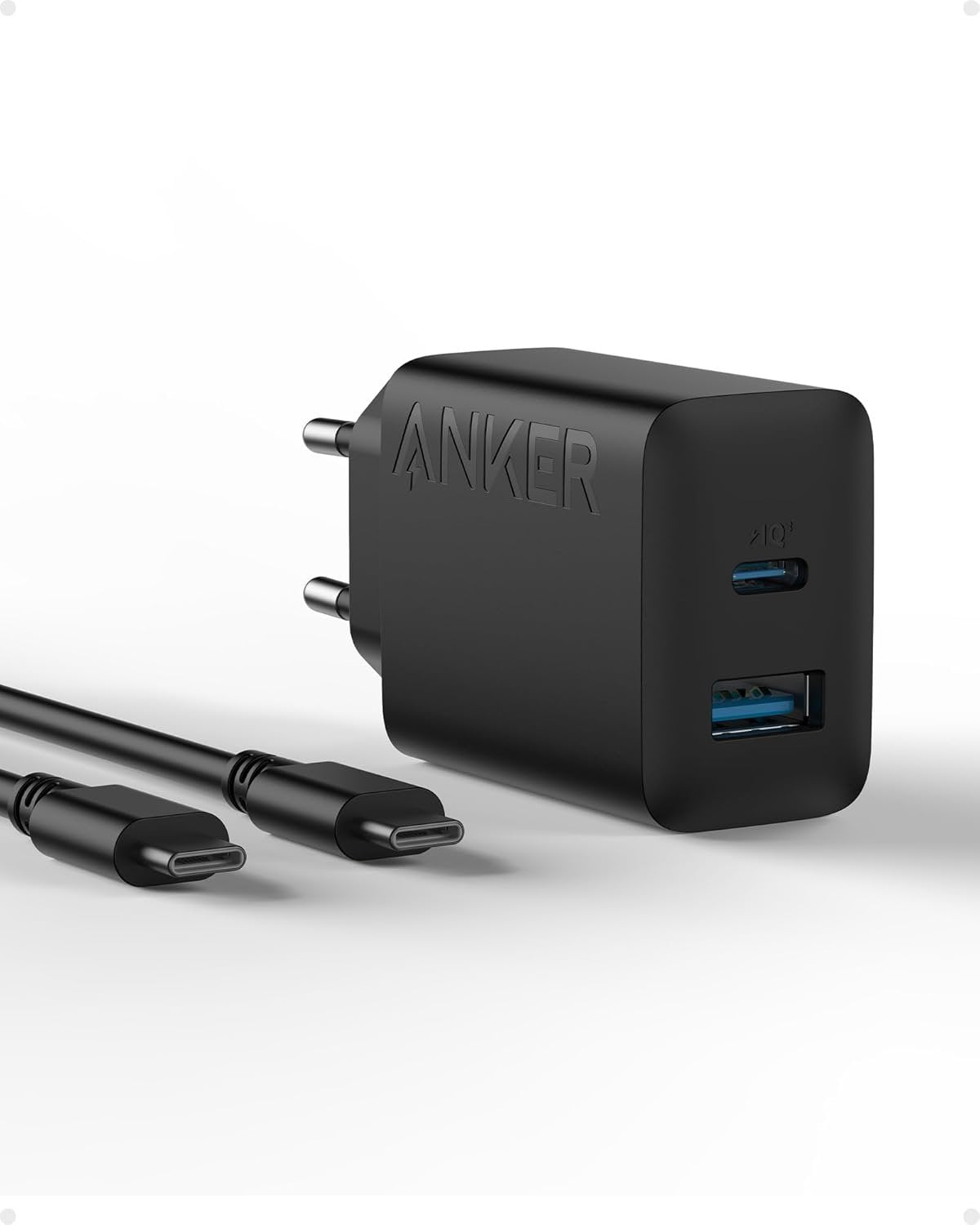 ANKER USB-C-lader 2 porter 1xUSB-C 1xUSB-A 20W Hurtiglading med 150 cm USB-kabel