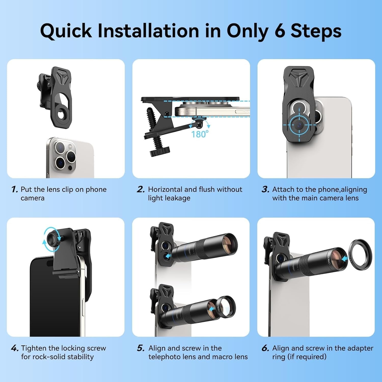 APEXEL 10X Tele-Macro Pro Dual Lens 2-in-1, Portable Clip-On Telephoto Macro Lens for Smartphones,