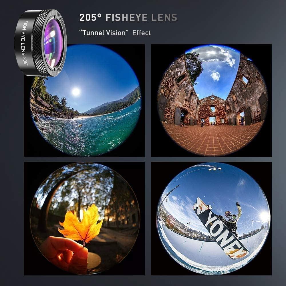 APEXEL 6 in 1 Phone Lens Kit - 22X Telephoto Lens, 205° Fisheye Lens, 120° Wide Angle Lens & 25X Macro Lens