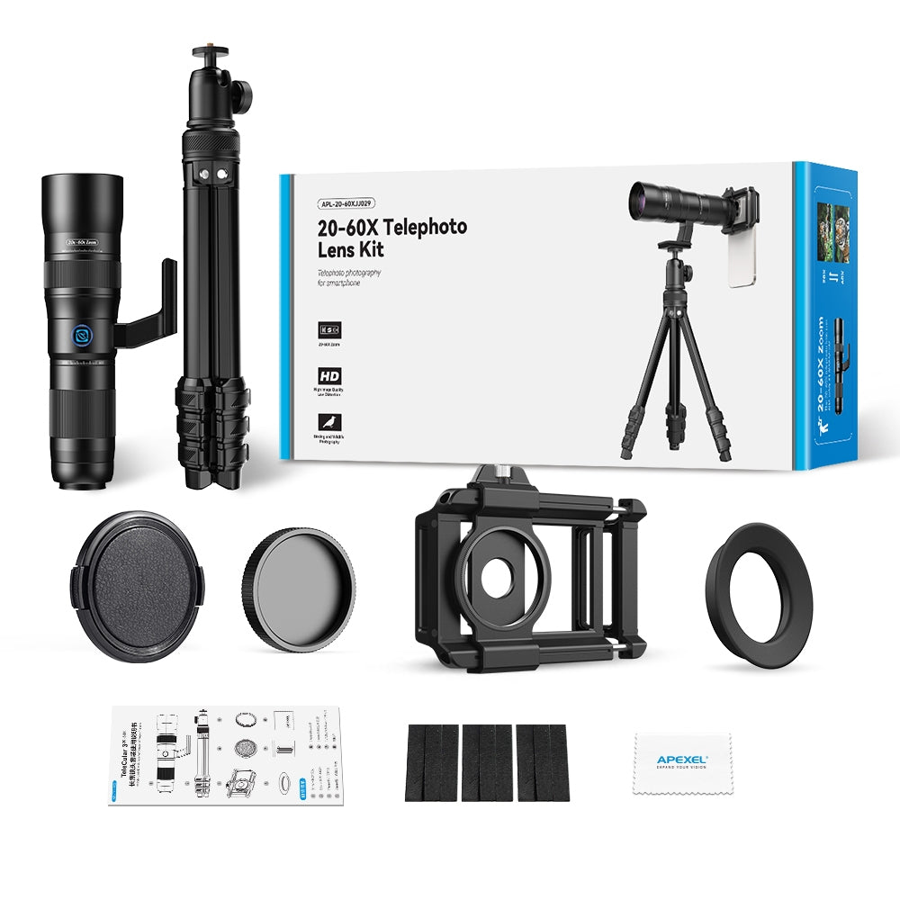 APEXEL Telecular 20–60x profesjonelt kompakt zoomobjektiv for smarttelefoner