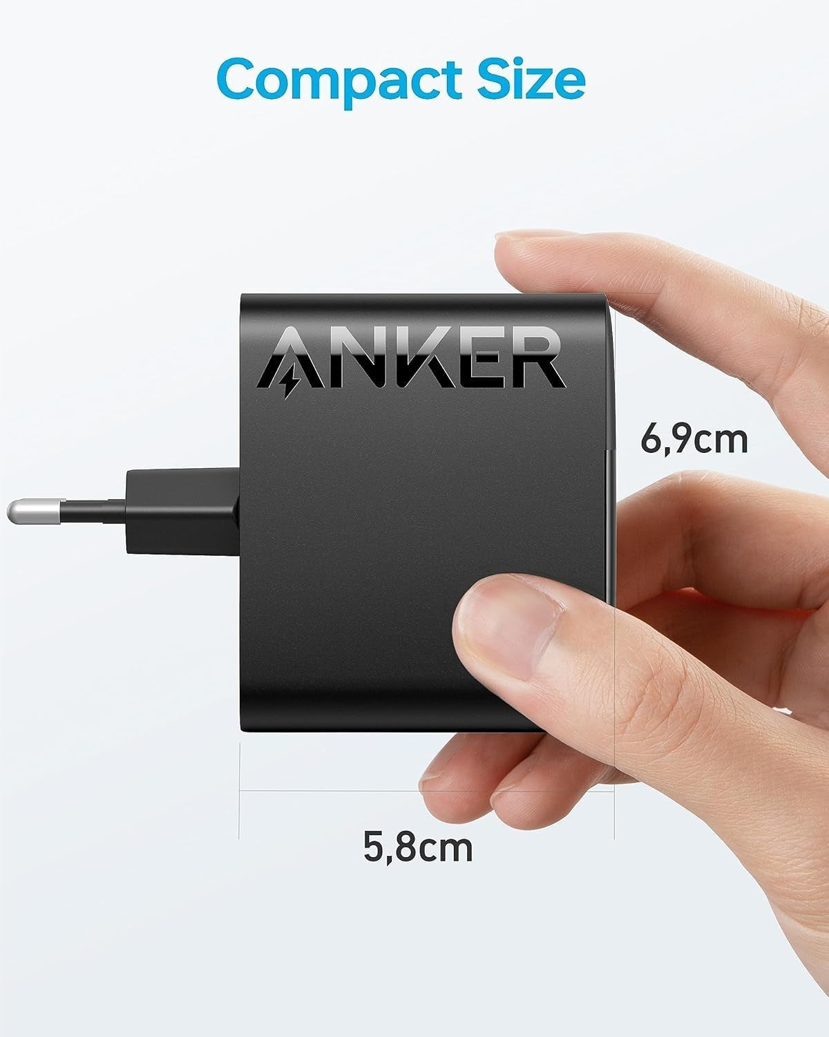 Anker 100W USB-C lader, PIQ 3.0 kompakt hurtiglader