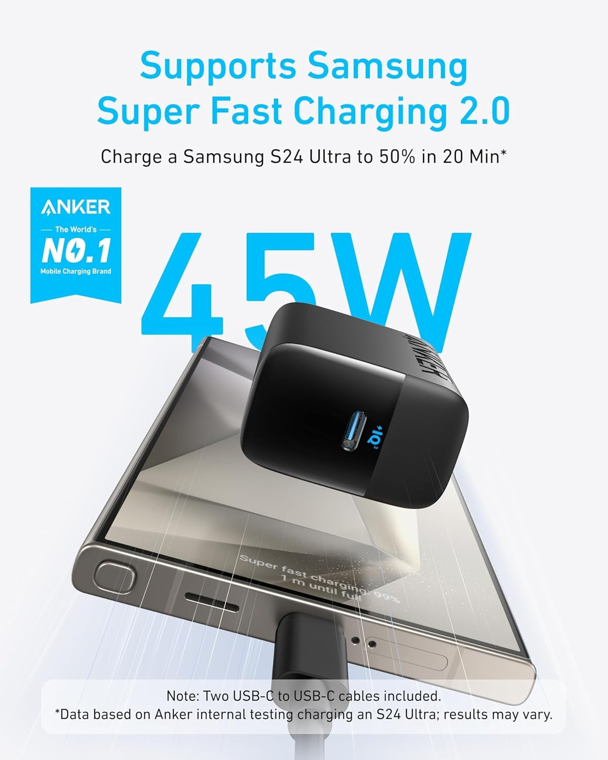 Anker 45W USB-C-lader med PPS-hurtiglading for iPad og andre USB-C-enheter