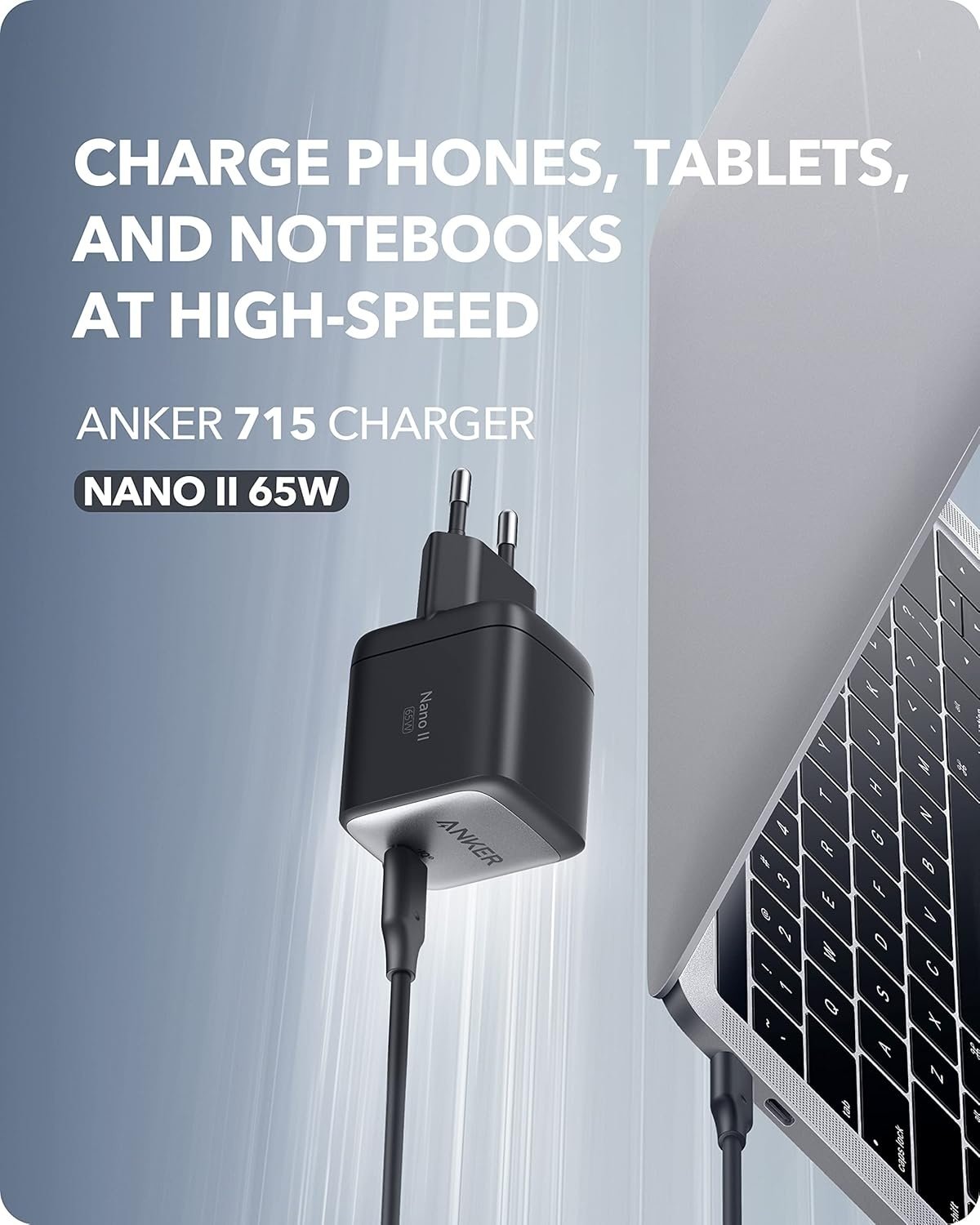 Anker 715 USB-C  Charger Power  Nano II 65W Fast Charging GaN II Technology,