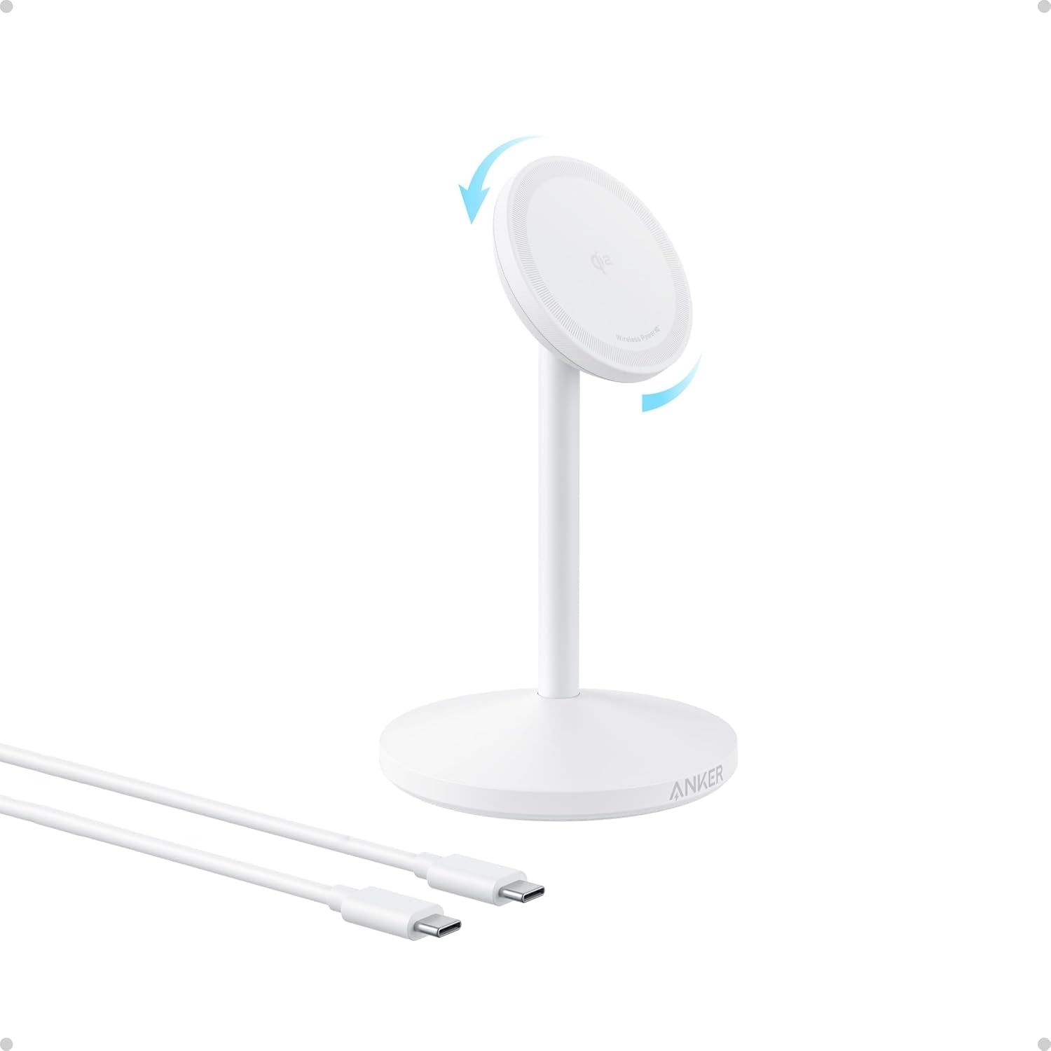 Anker MagGo 15W trådløs lader med USB-C-kabel, Qi2 trådløs lader, for iPhone 16/15/14/13-serien og AirPods