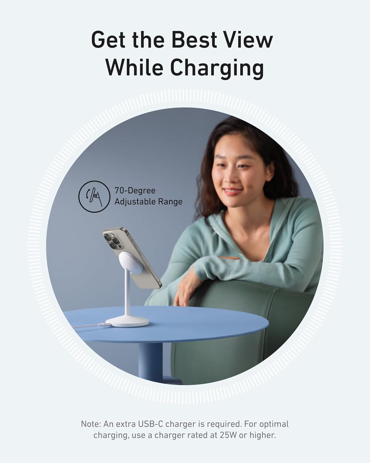 Anker MagGo 15W trådløs lader med USB-C-kabel, Qi2 trådløs lader, for iPhone 16/15/14/13-serien og AirPods