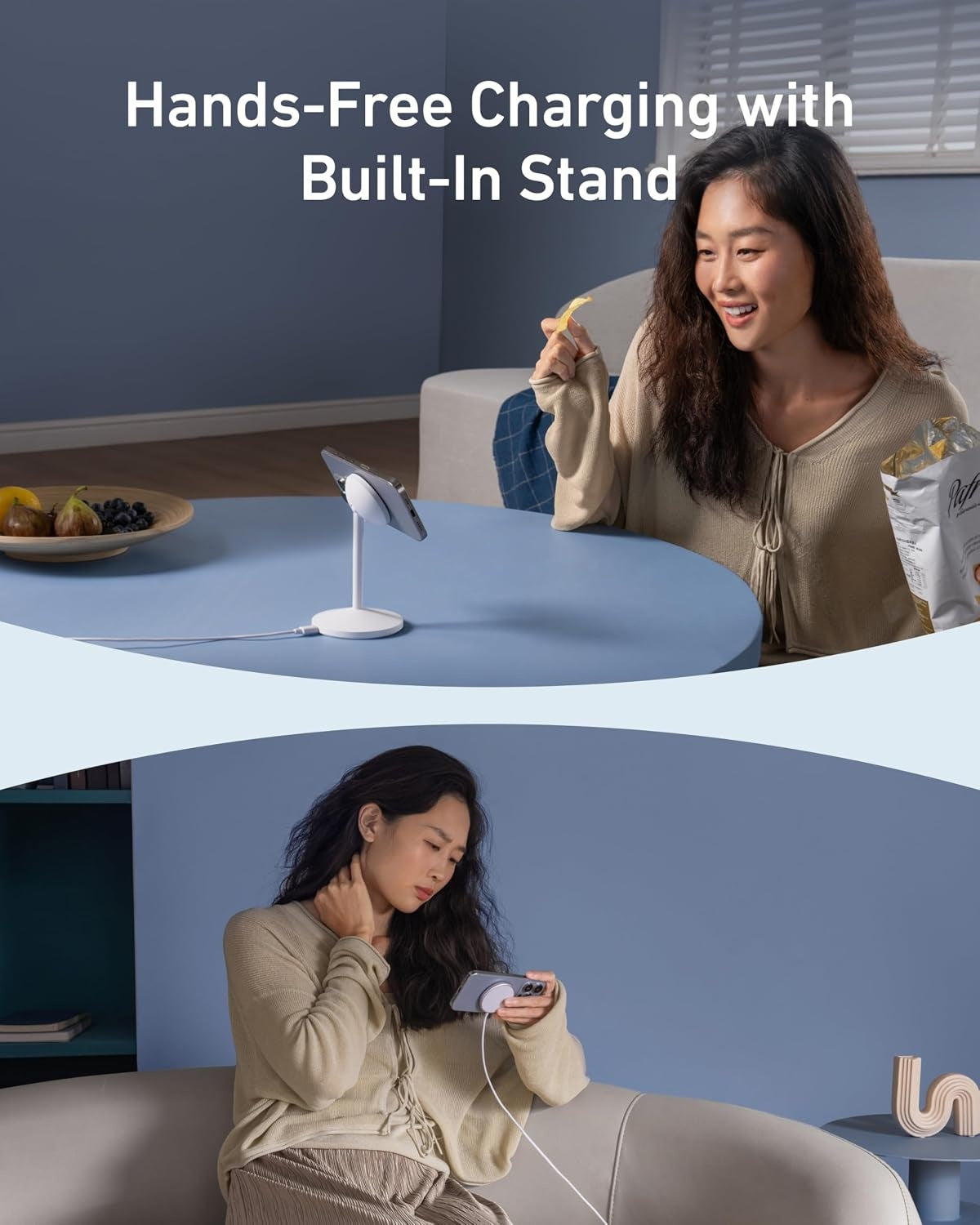 Anker MagGo 15W trådløs lader med USB-C-kabel, Qi2 trådløs lader, for iPhone 16/15/14/13-serien og AirPods