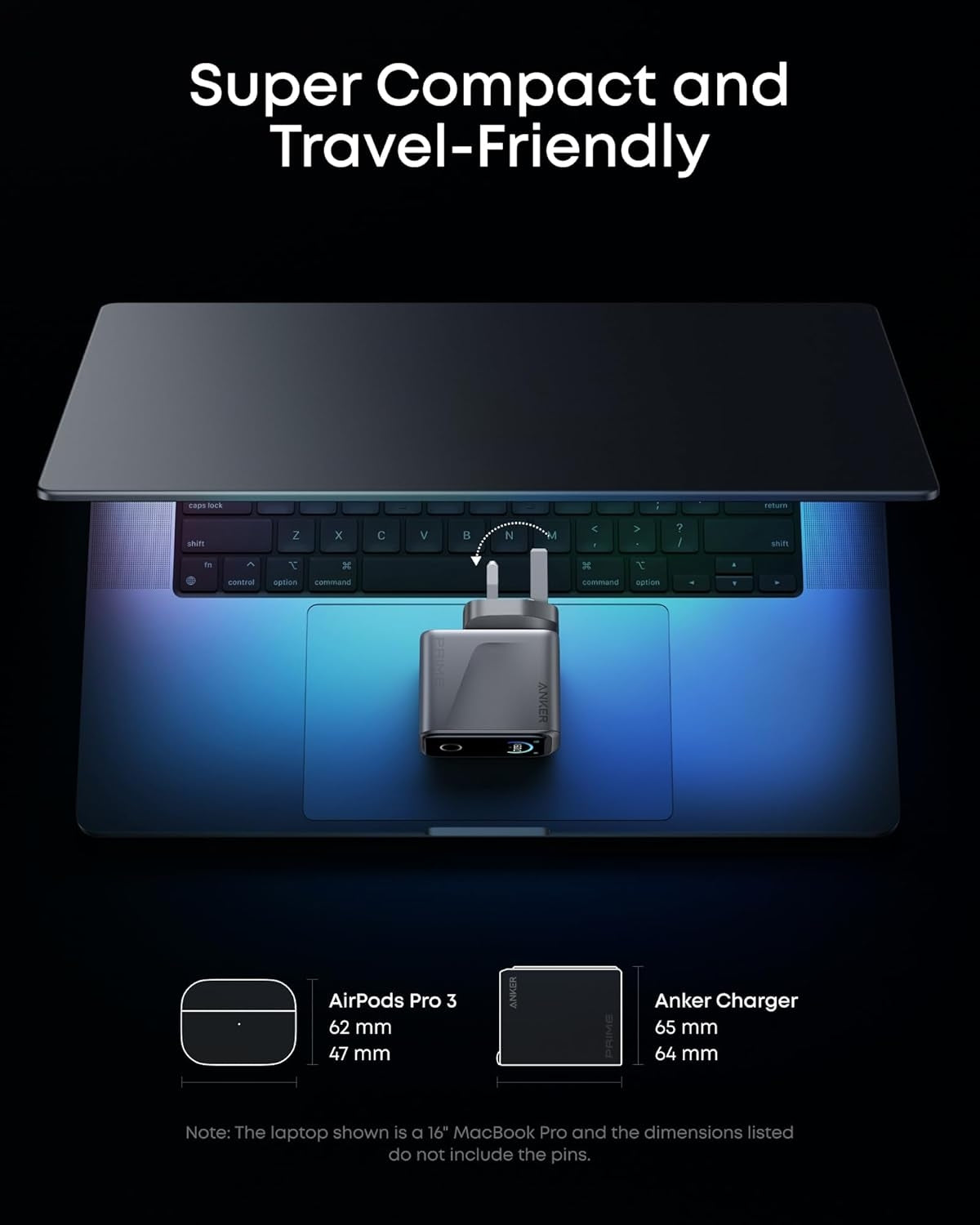 Anker Prime 160W USB C Charger, 3-Port GaN, Smart Display, Touch Control | Compact Laptop Charger, Ultra Fast 140W Charging at 1 Port, for MacBook Pro