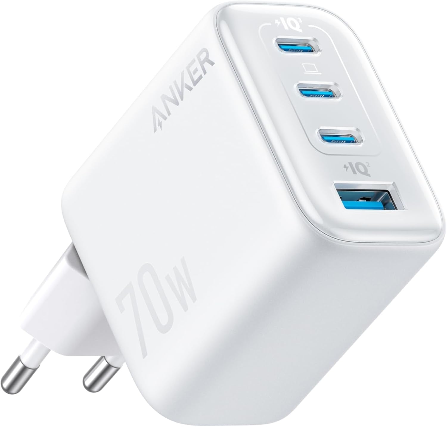 Anker Zolo Ultra Fast 70W USB-C 4-Port lader, kompakt og stabil for iPhone 16/15, MacBook Air, iPad, Pixel, Galaxy