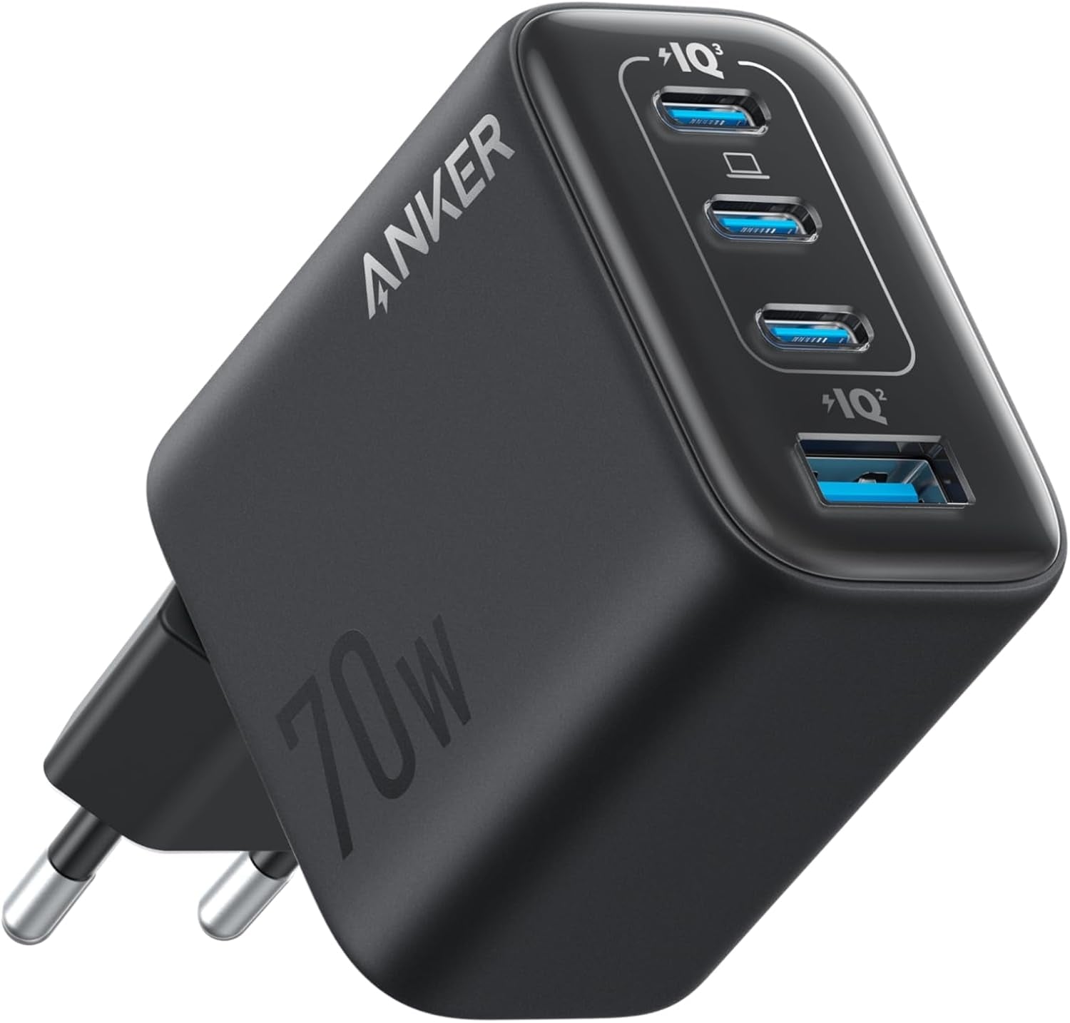 Anker Zolo Ultra Fast 70W USB-C 4-Port lader, kompakt og stabil for iPhone 16/15, MacBook Air, iPad, Pixel, Galaxy