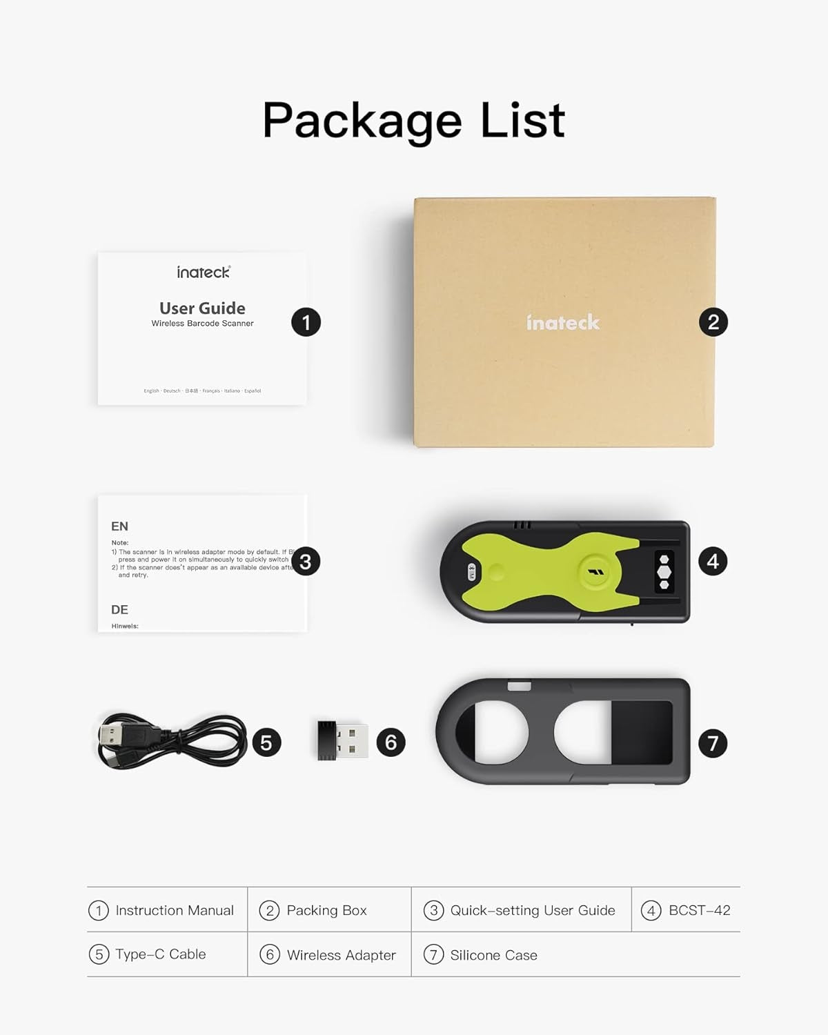 Bluetooth 2D Barcode Scanner with 2.4 GHz USB Adapter