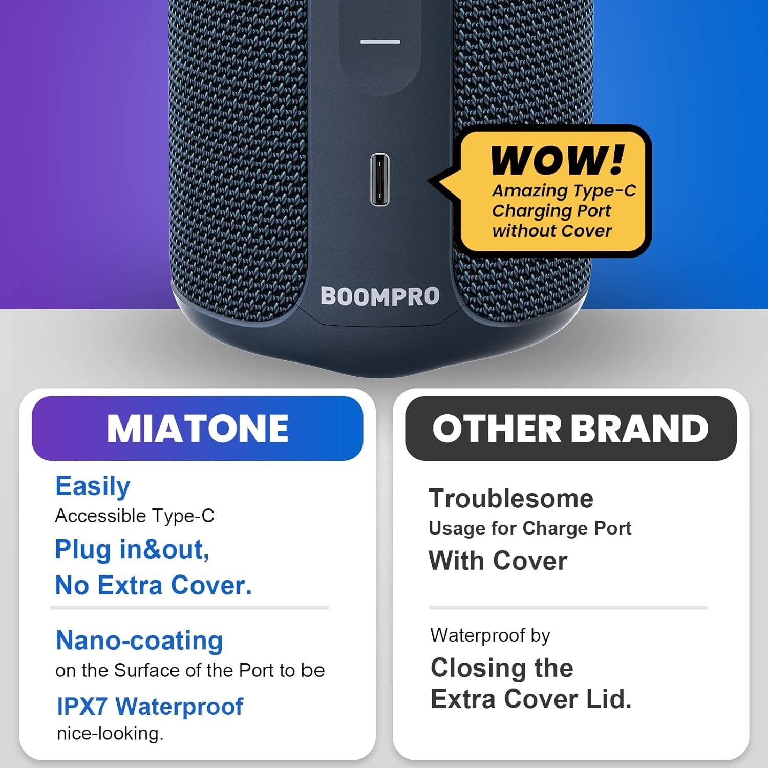 Bluetooth-høyttaler 36W bærbar høyttaler med stereolydbase, Bluetooth 5.3 trådløs IP7x vanntett høyttaler blå