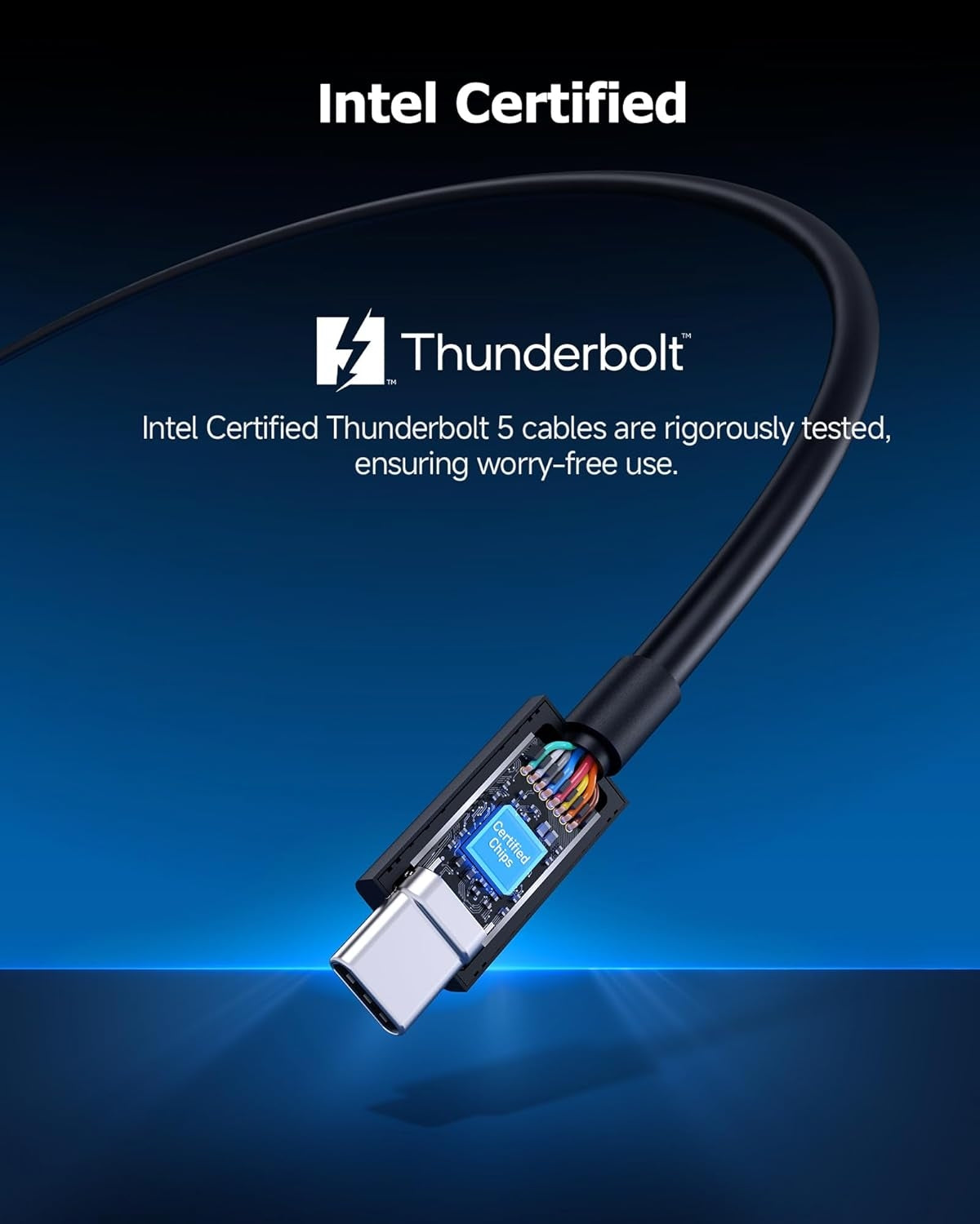 Cable Matters Intel Certified 80G Thunderbolt 5 Cable Right Angle 240W Charging Power - 0.8m, Compatible with Thunderbolt 4, USB4 and USB C, Black