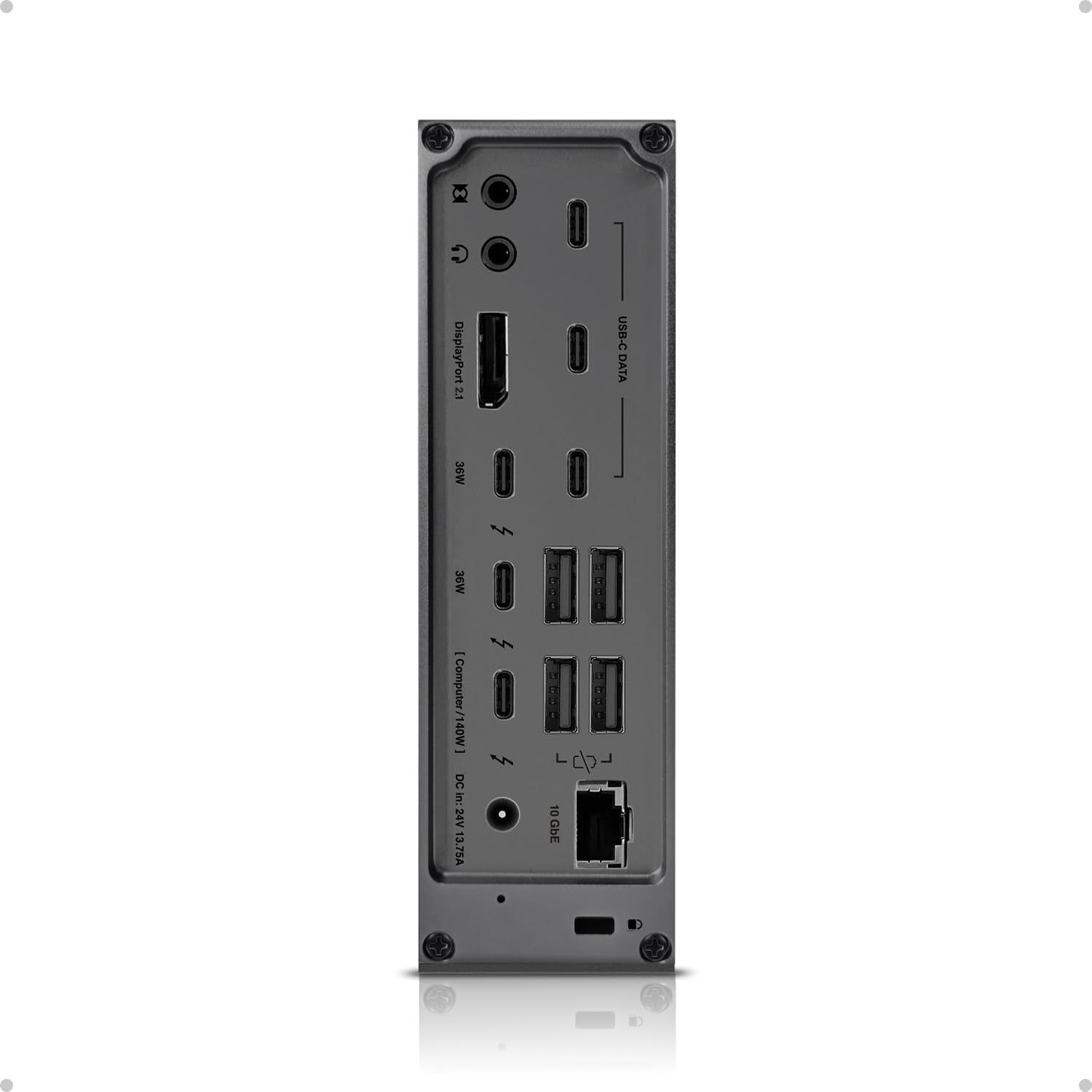 CalDigit TS5 Plus - 20 Porter Thunderbolt 5 Dokkingstasjon, 140W Lading, 3X 80Gb/s Thunderbolt 5, 10x 10Gb/s USB Porter