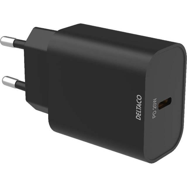DELTACO USB-C vegglader med Power Delivery 20W, svart