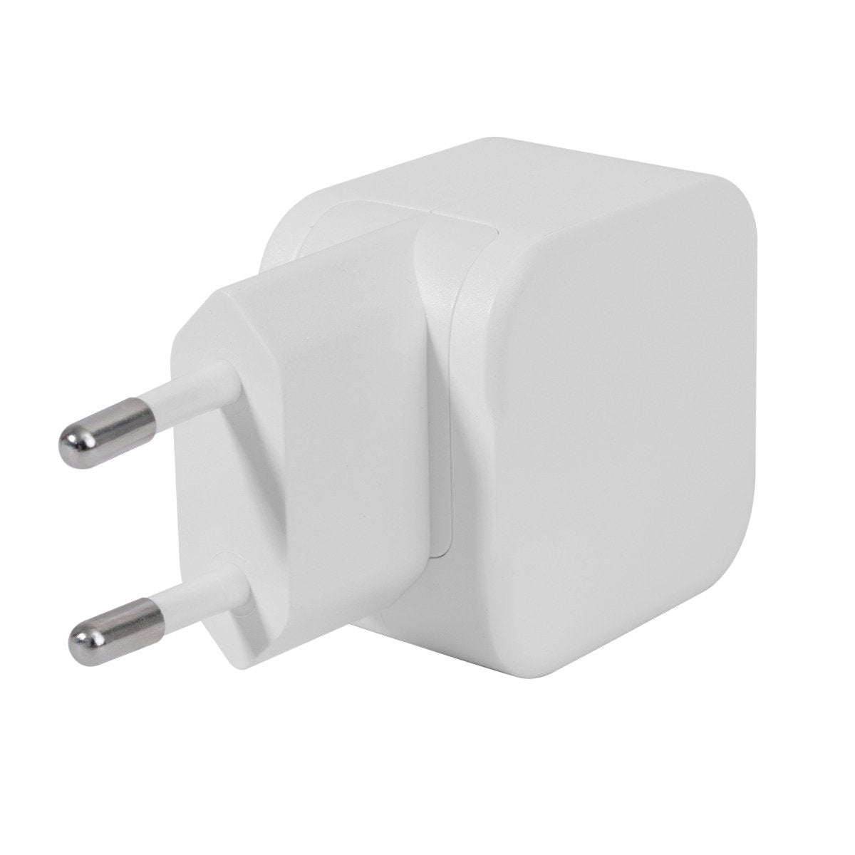 DELTACO USB-vegglader med doble porter, USB-A og USB-C strømforsyning 20 W, hvit