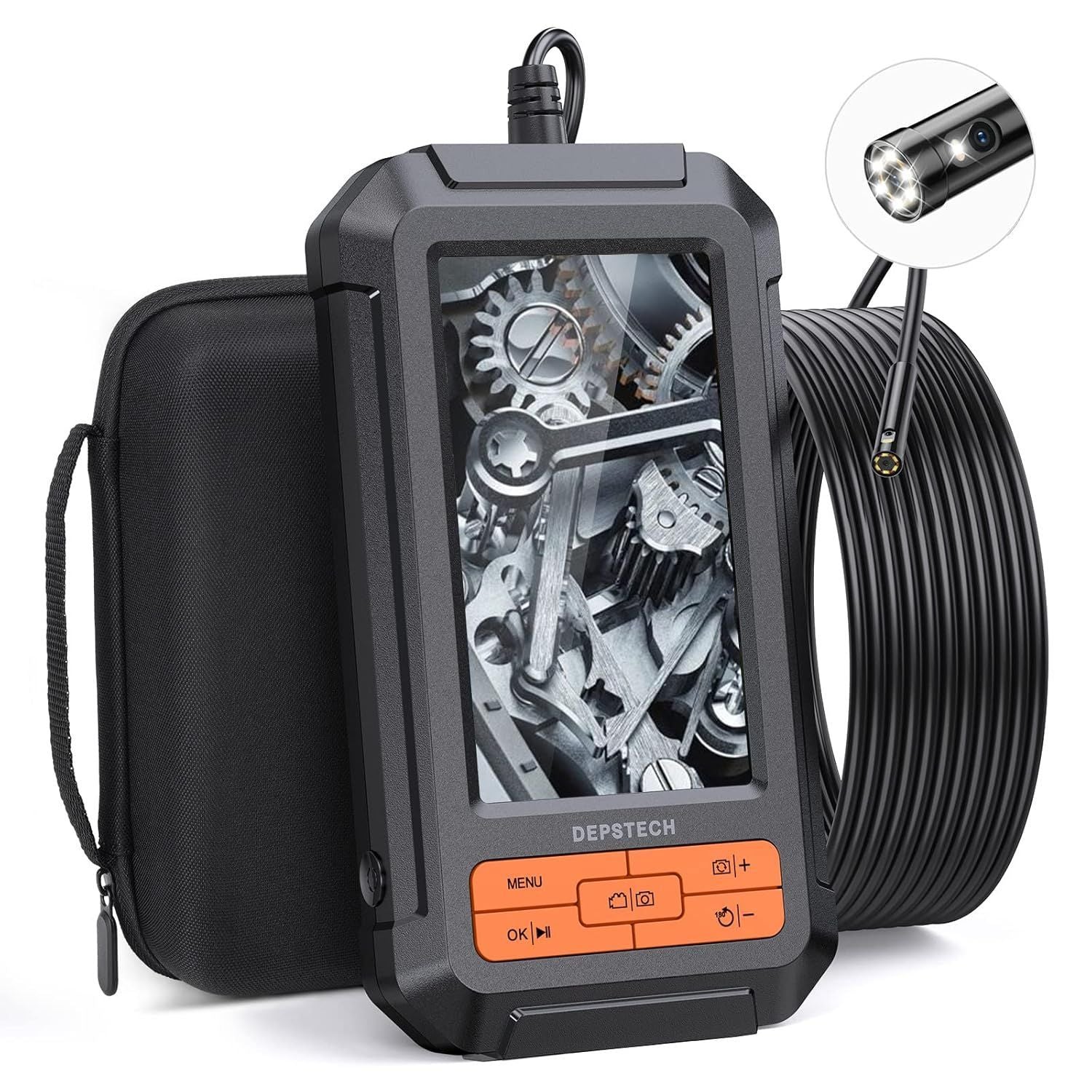 DS350 Endo-/Borescope Camera 1080P digitalt inspeksjonskamera, 5m kabel 5,5mm IP67 4,3'' LCD-skjerm, 6x LED