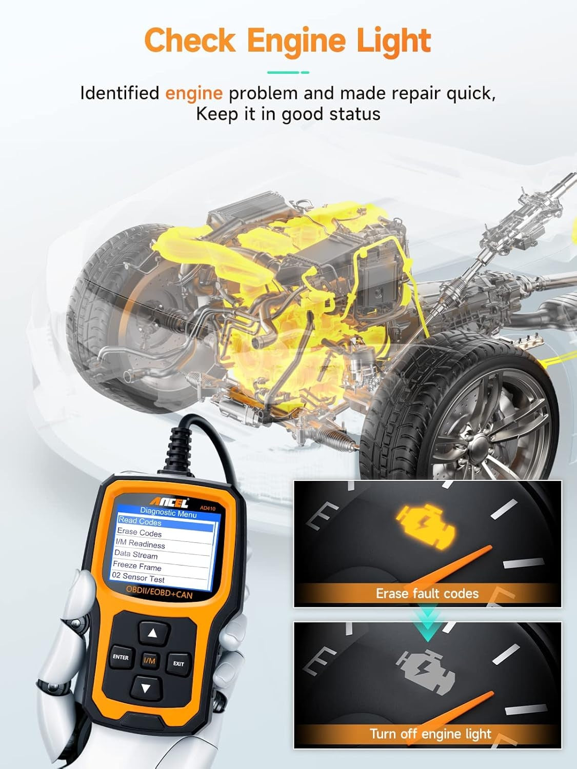 OBD2-feilkodeleser for kjøretøy – Diagnoseverktøy for motorlampe og kjøretøyfeildiagnose