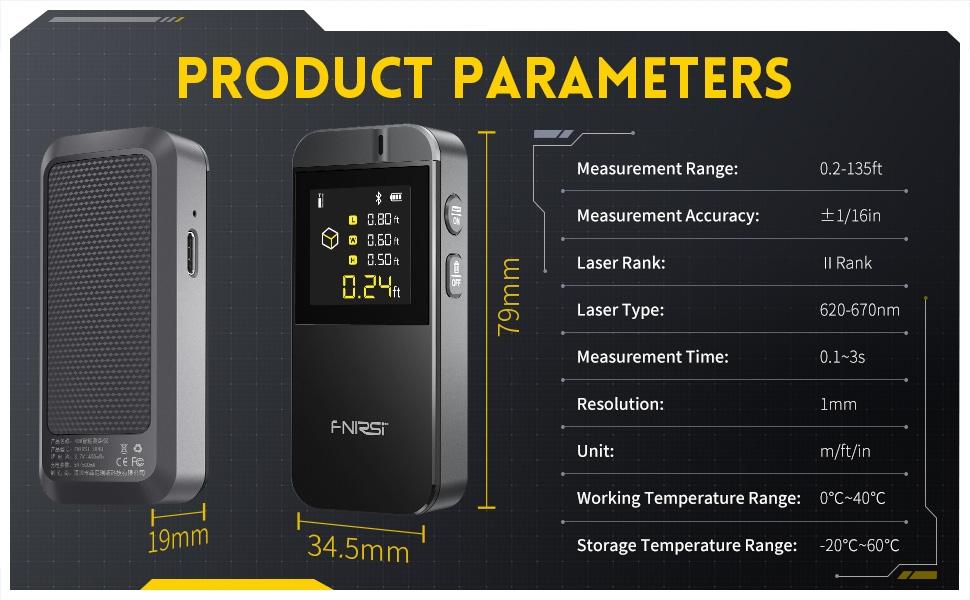 FNIRSI IR40 Laser Avstandsmåler, avstandsmåler for lengde, areal, volum, pythagoras