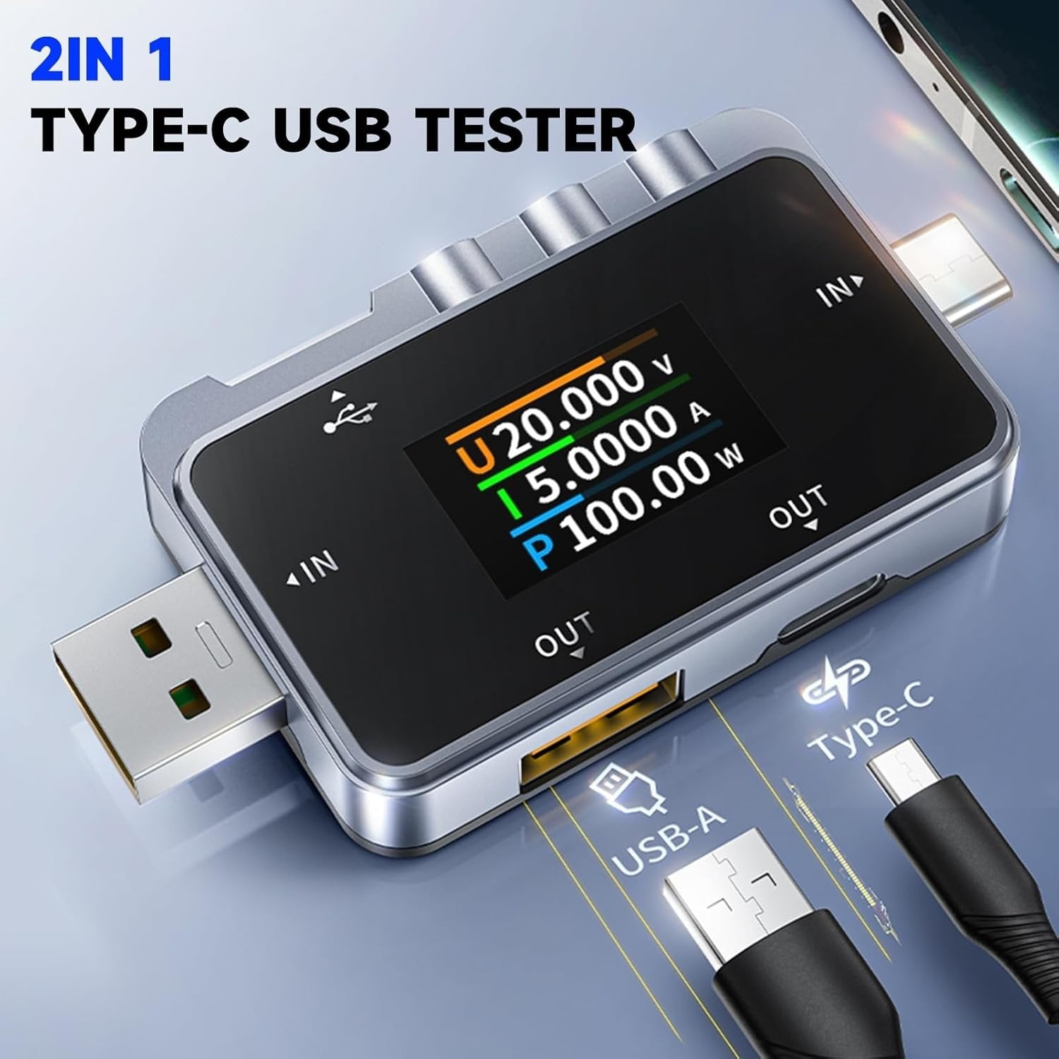 FNIRSI FNAC-28 USB-tester for nøyaktig strøm- og spenningsmåling