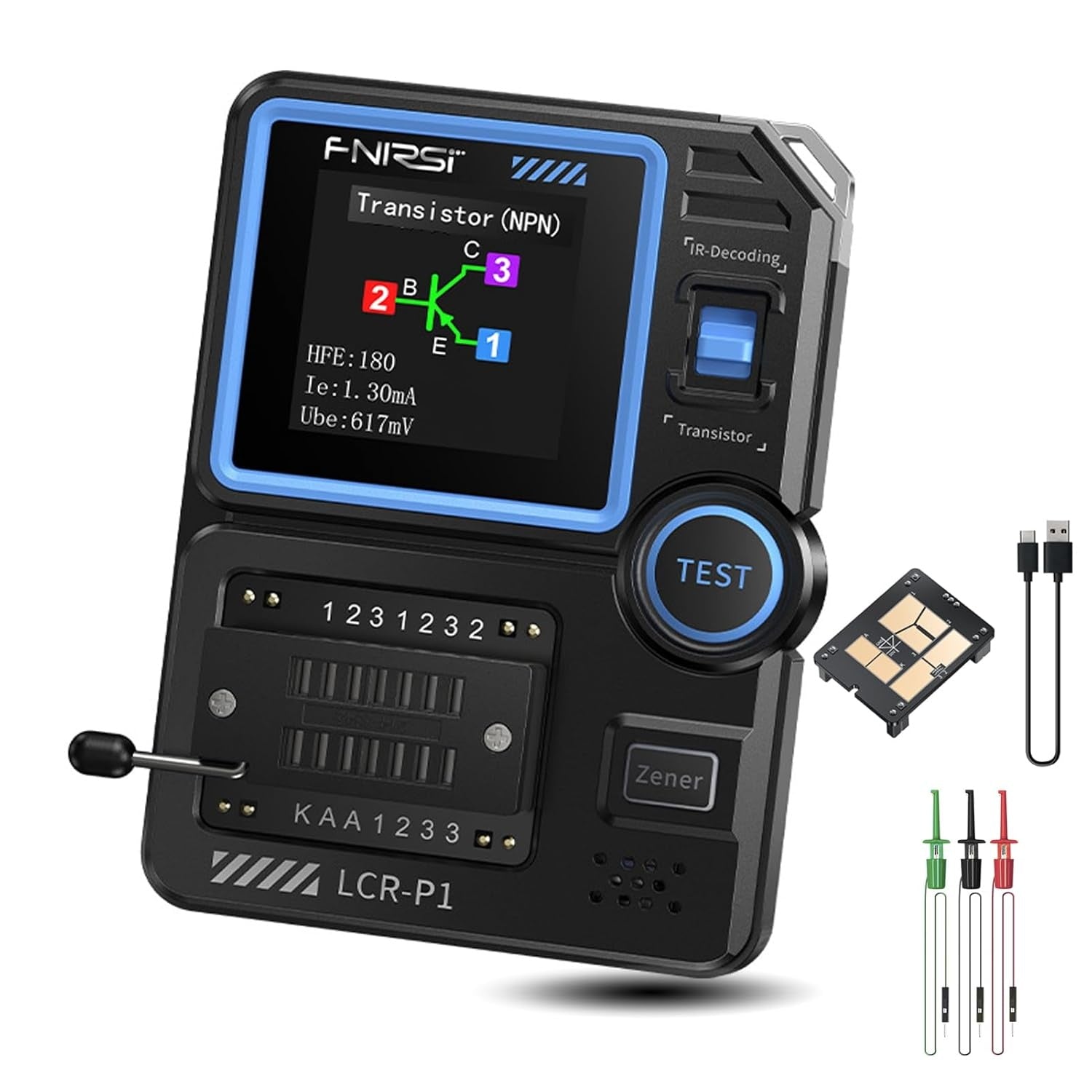 FNIRSI LCR-P1 Multifunksjon LCR Transistor Kondensator Tester