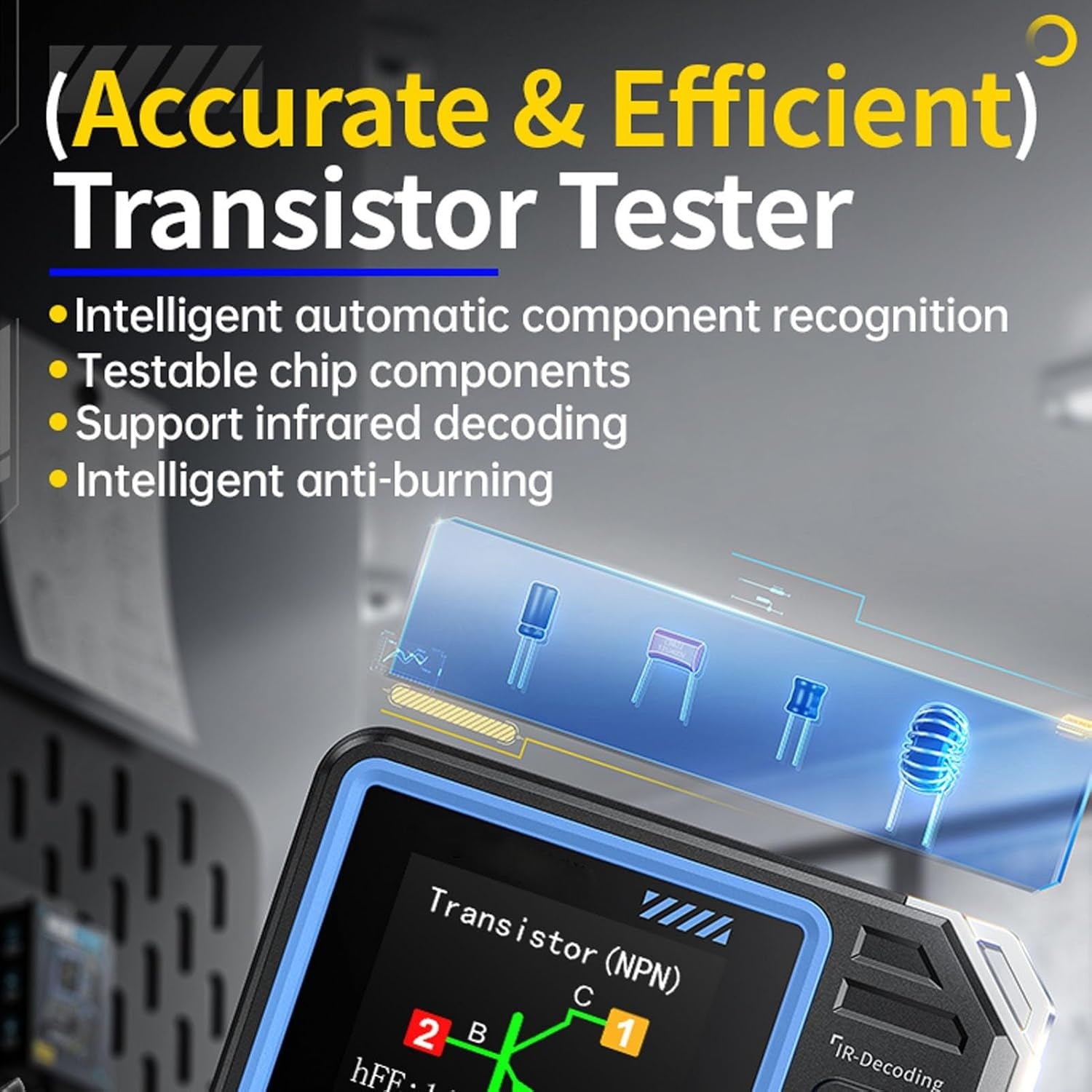 FNIRSI LCR-P1 Multifunksjon LCR Transistor Kondensator Tester
