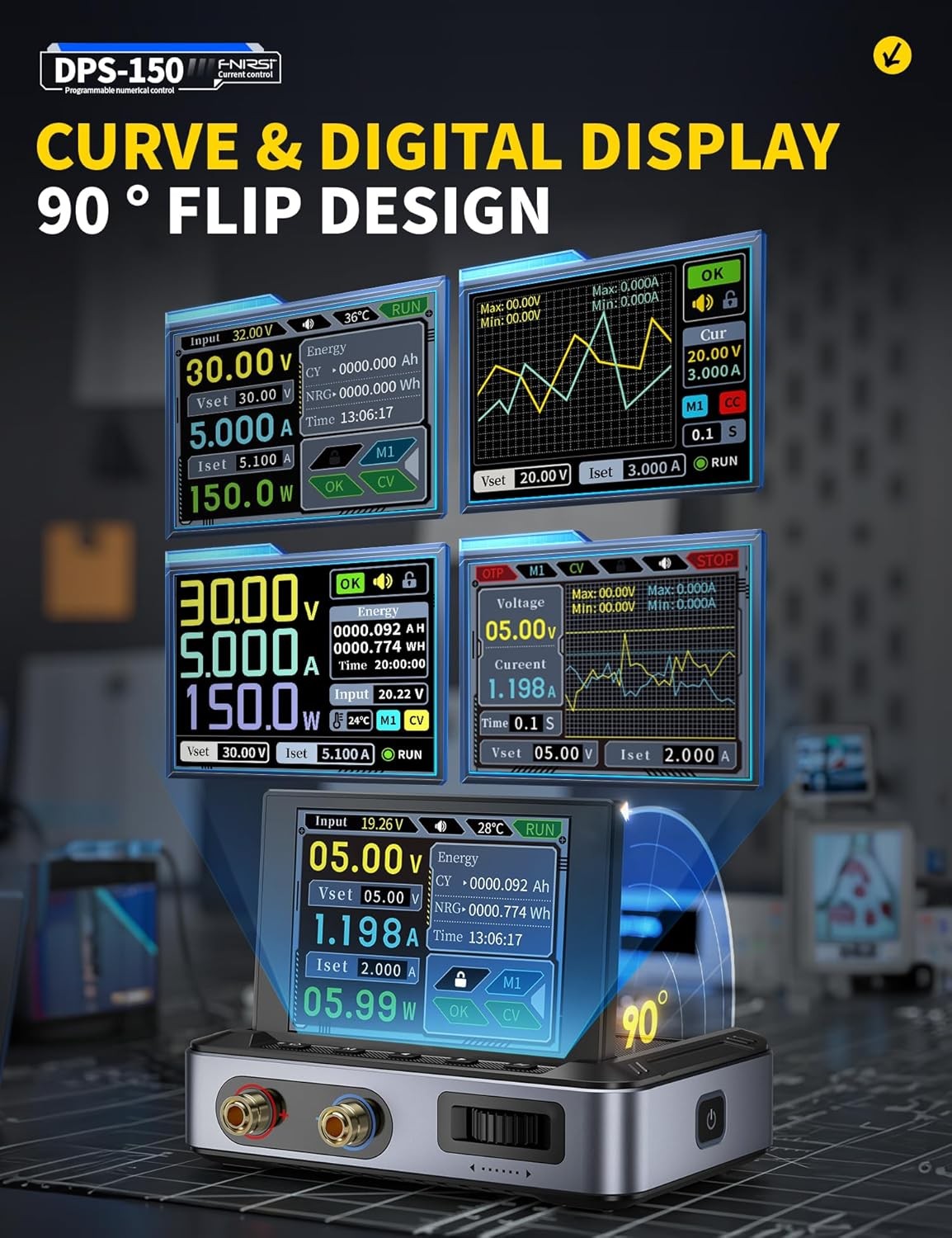 FNIRSI Mini DC justerbar CNC programmerbar regulert switching strømforsyning