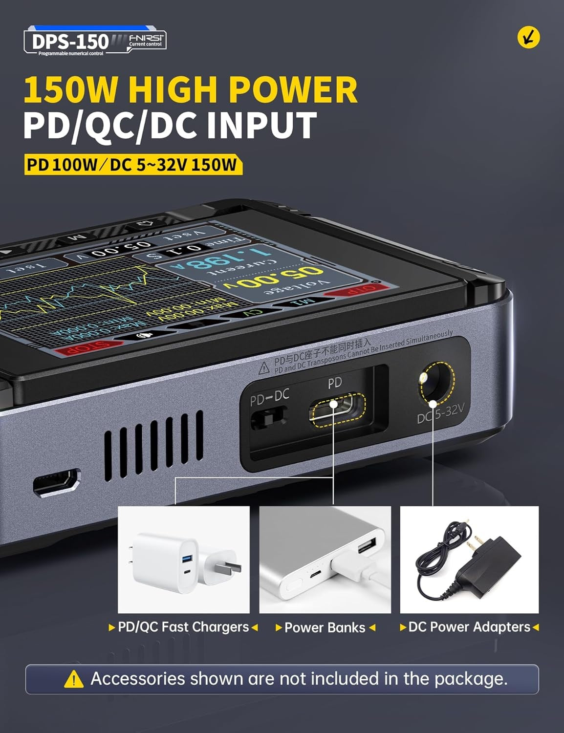 FNIRSI Mini DC justerbar CNC programmerbar regulert switching strømforsyning