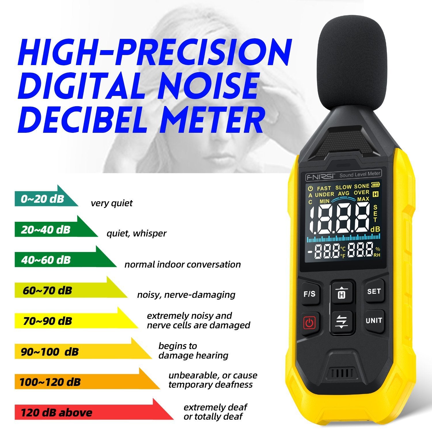 FNIRSI FDM01 Digital støy- og lydmåler 30~130dB