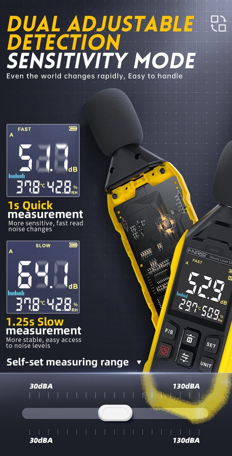 FNIRSI FDM01 Digital støy- og lydmåler 30~130dB