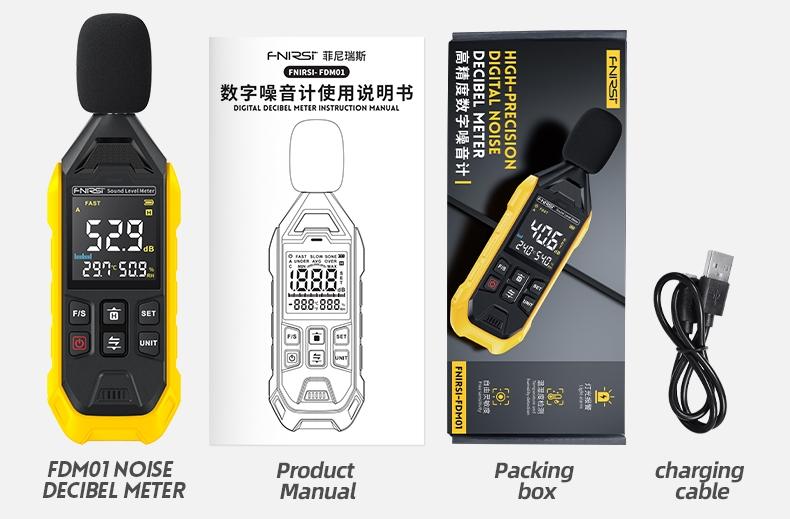 FNIRSI FDM01 Digital støy- og lydmåler 30~130dB