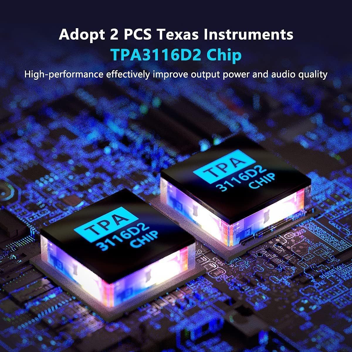 Fosi Audio BT30D-S Bluetooth 5.0 Stereo Audio Mottaker Forsterker 2.1 Kanal Mini Hi-Fi Klasse D Integrert Amp 2X50 Watt