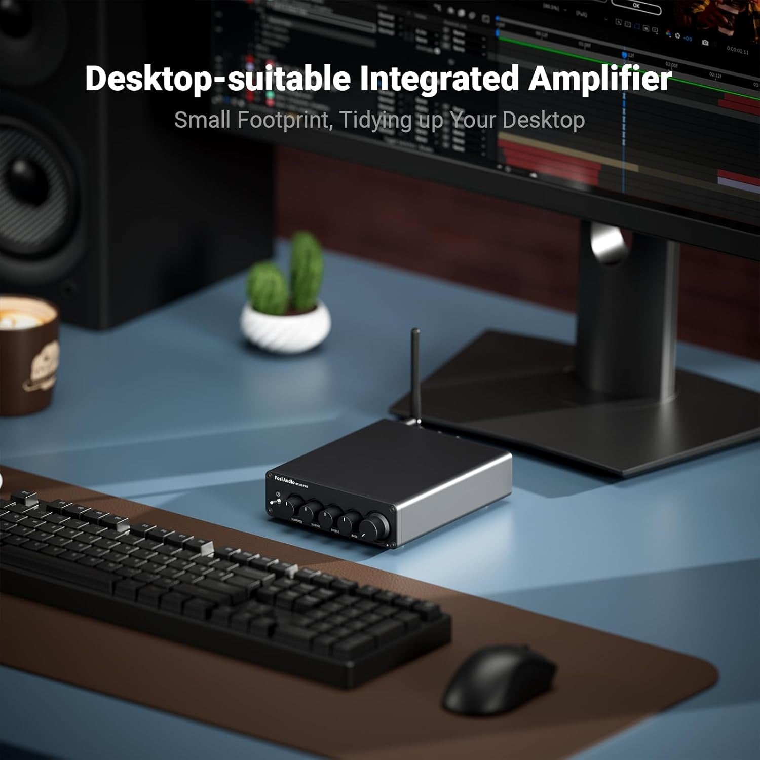 Fosi Audio Hi-Fi Bluetooth 5.0 Stereo Audio Mottaker Forsterker 2.1 Kanal Klasse D Integrert Amp 2X165W