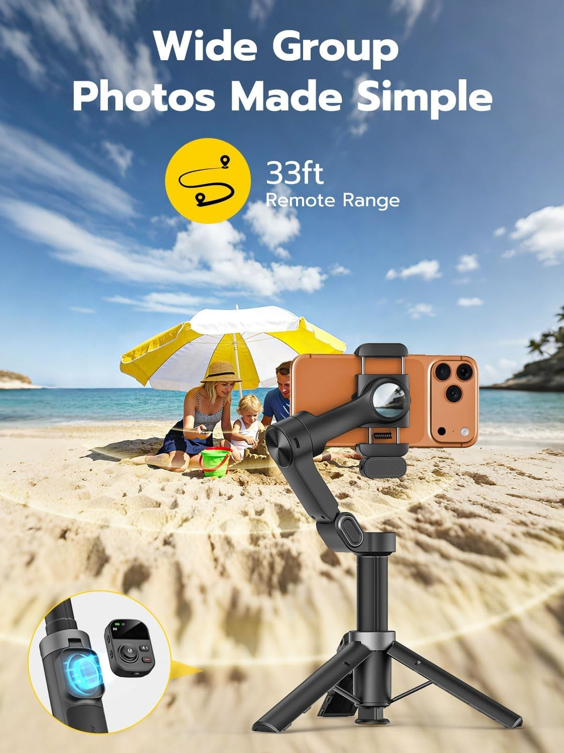 Håndholdt 3-akset anti-rystelse gimbal-stabilisator for iPhone AI-sporingsmodul med fill-lys Geststyring og ett-trykks stativfrigjøring Innebygd forlengelsesstang