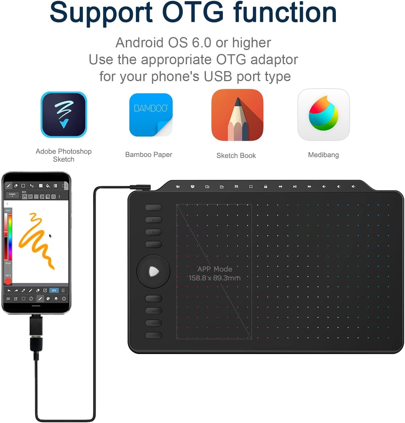 GAOMON Grafisk Tegneplate 12" med 8 snarveisknapper & 13 multimedieknapper
