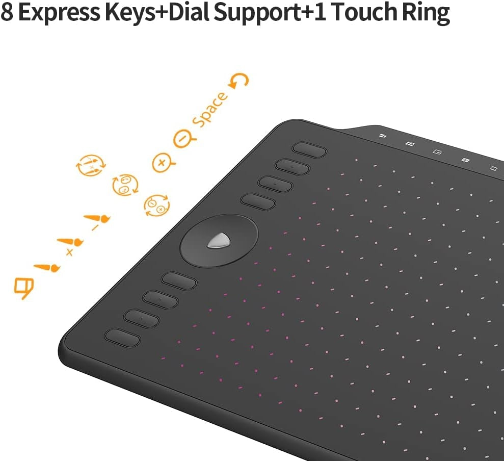 GAOMON Grafisk Tegneplate 12" med 8 snarveisknapper & 13 multimedieknapper