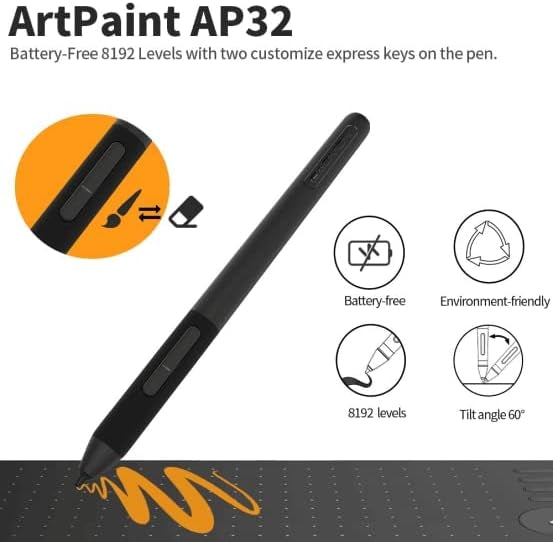 GAOMON Grafisk Tegneplate 12" med 8 snarveisknapper & 13 multimedieknapper