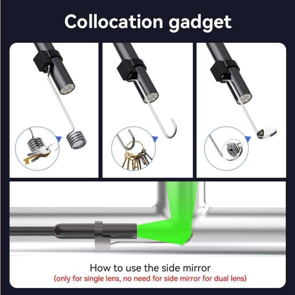 Industrial Endoscope, 10m double lens 4.3" IPS Digital 1080P HD Camera with 8 LED Lights, IP67 Waterproof Snake Camera