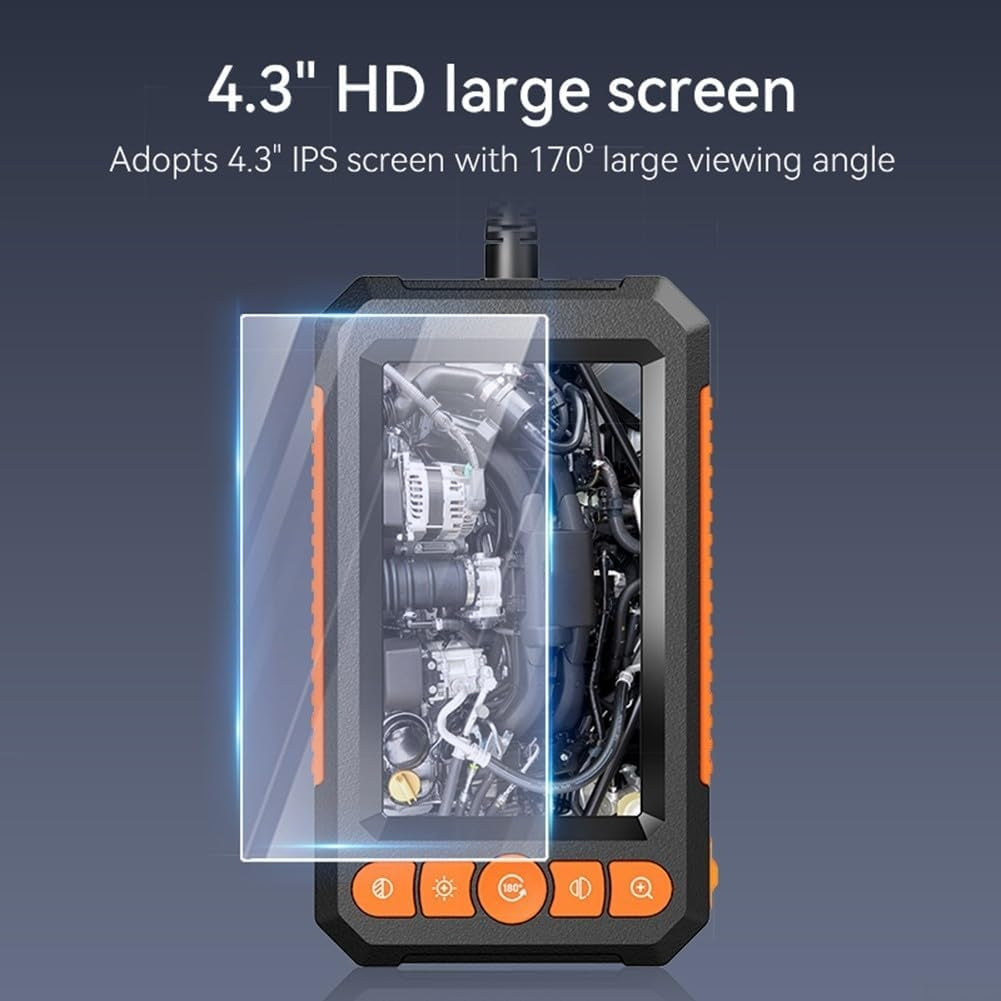 Industrial Endoscope, 10m double lens 4.3" IPS Digital 1080P HD Camera with 8 LED Lights, IP67 Waterproof Snake Camera
