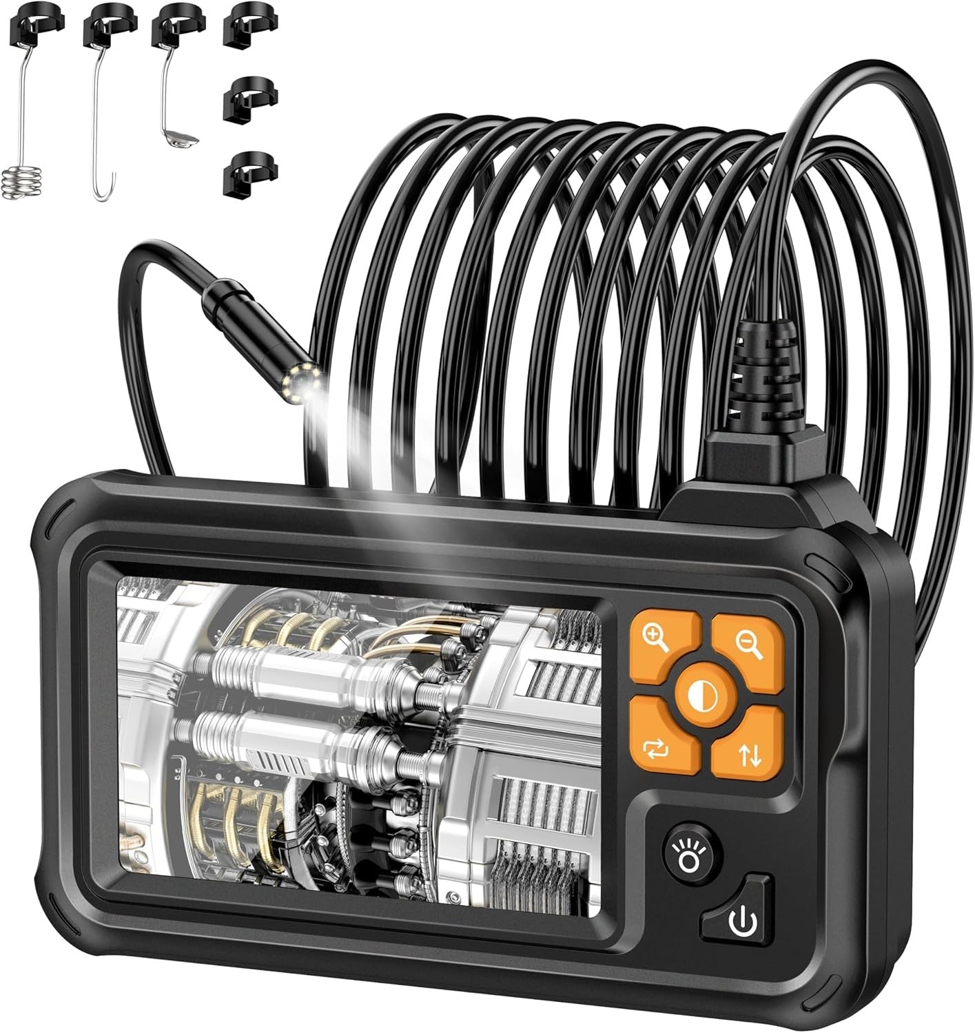 Industrial Endoscope, 4.3 Inch 5m IPS Digital Endoscope Camera, 1080P HD Camera with 8 LED Lights, IP67 Waterproof Snake Camera