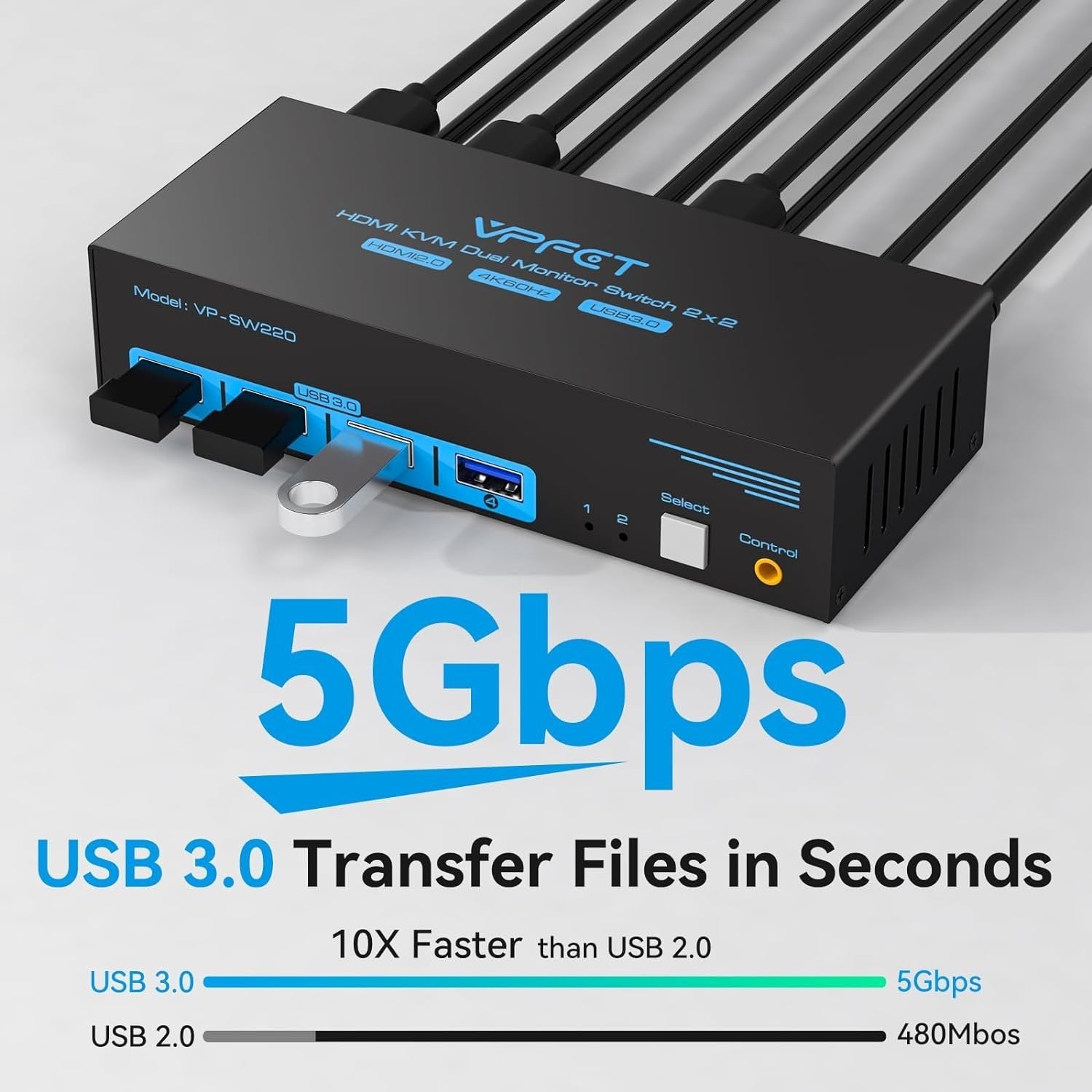 NÖRDIC KVM-svitsj 2 til 2 DisplayPort til DisplayPort, 8K60Hz/4K120Hz, 4x USB-A