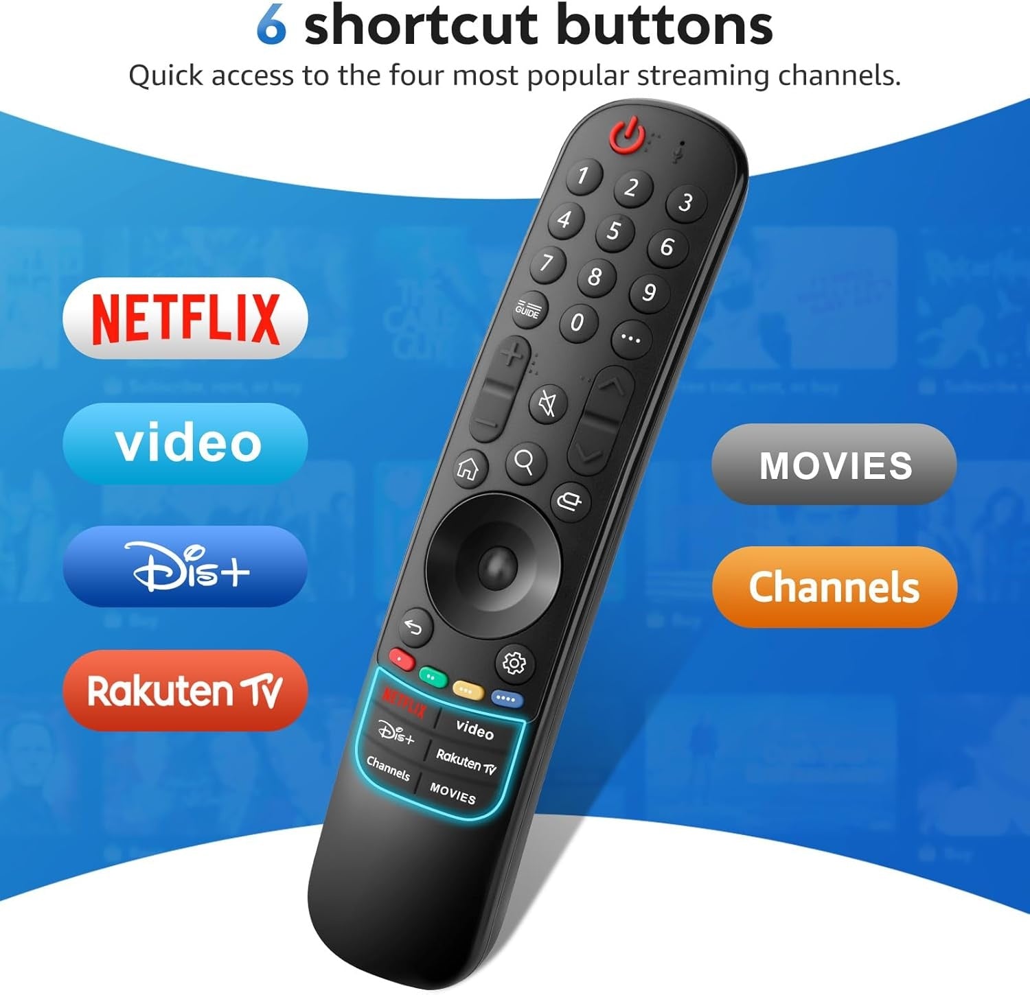 LG TV-fjernkontroll, universell for LG Magic Remote Smart TV uten tale- og pekefunksjon, erstatning for LG Original MR24GA, MR23GA, MR22GN og MR21GA