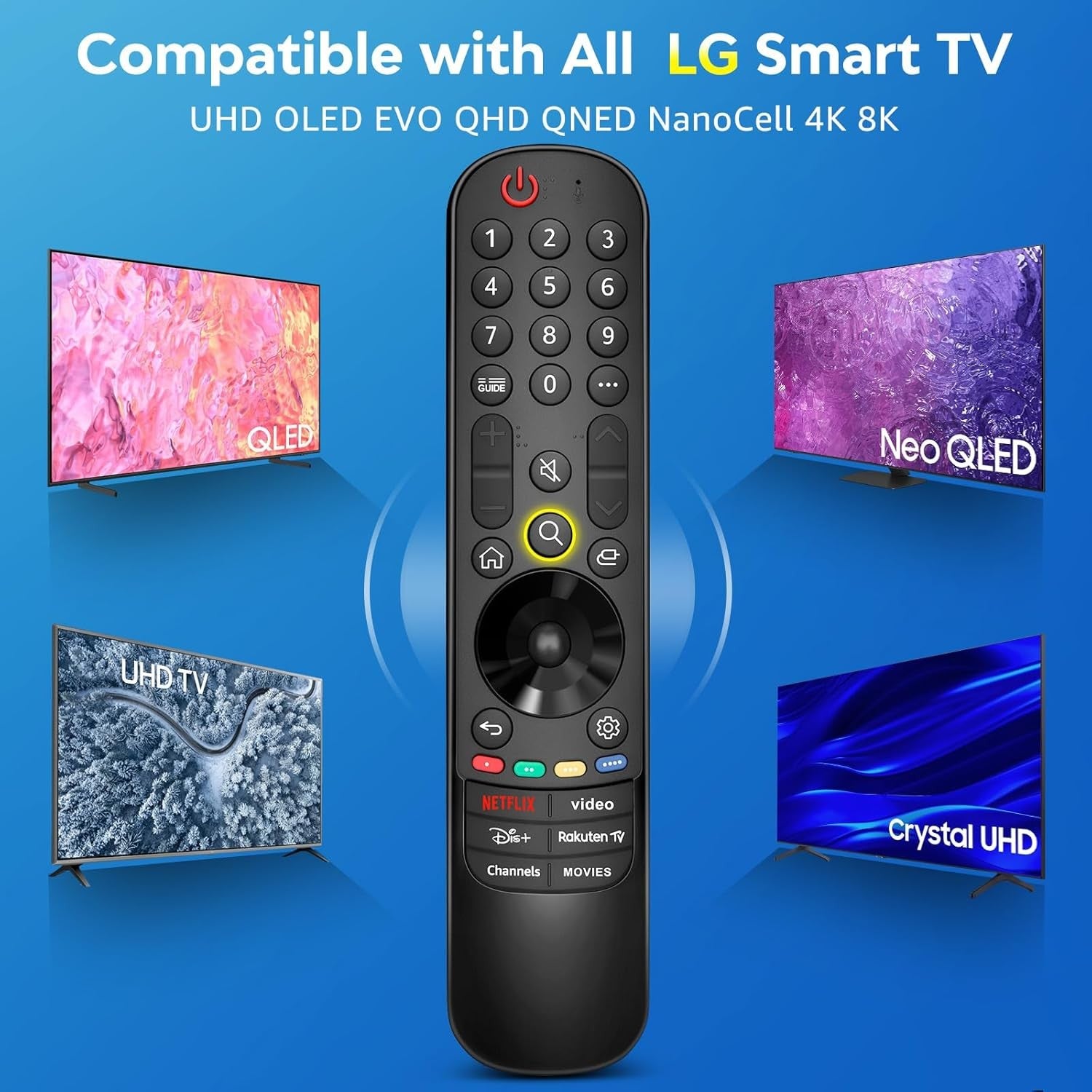 LG TV-fjernkontroll, universell for LG Magic Remote Smart TV uten tale- og pekefunksjon, erstatning for LG Original MR24GA, MR23GA, MR22GN og MR21GA