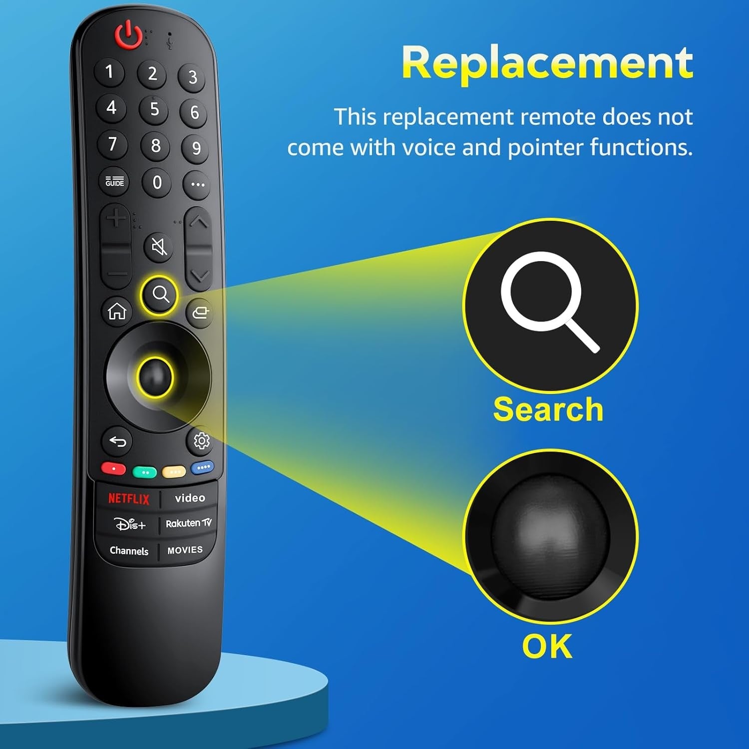 LG TV-fjernkontroll, universell for LG Magic Remote Smart TV uten tale- og pekefunksjon, erstatning for LG Original MR24GA, MR23GA, MR22GN og MR21GA