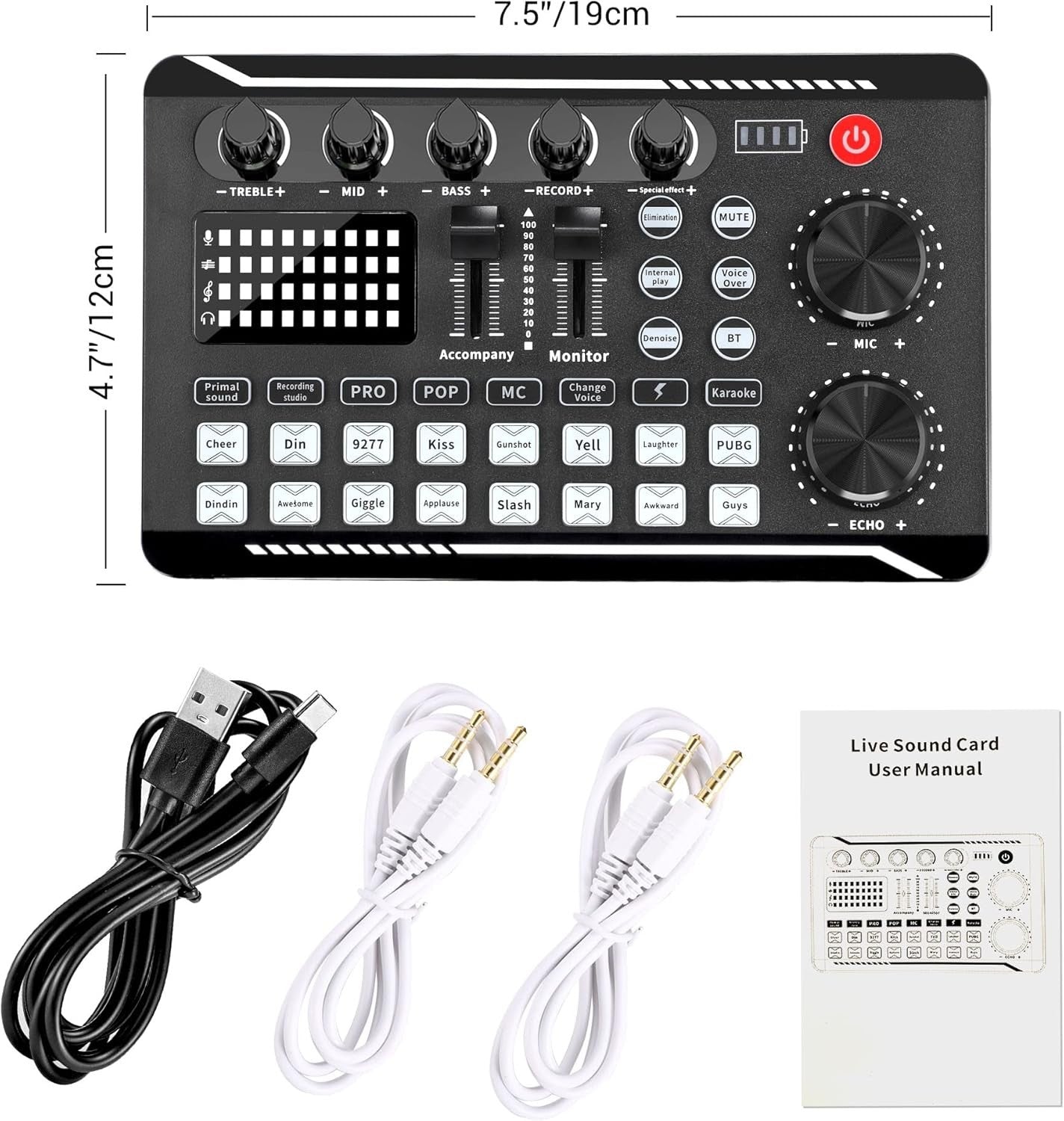 Live Sound Card lydmikser, podcast-lydgrensesnitt med DJ-miksereffekter for PS4, PS5, karaoke, TikTok, YouTube, livestreaming, opptak og gaming