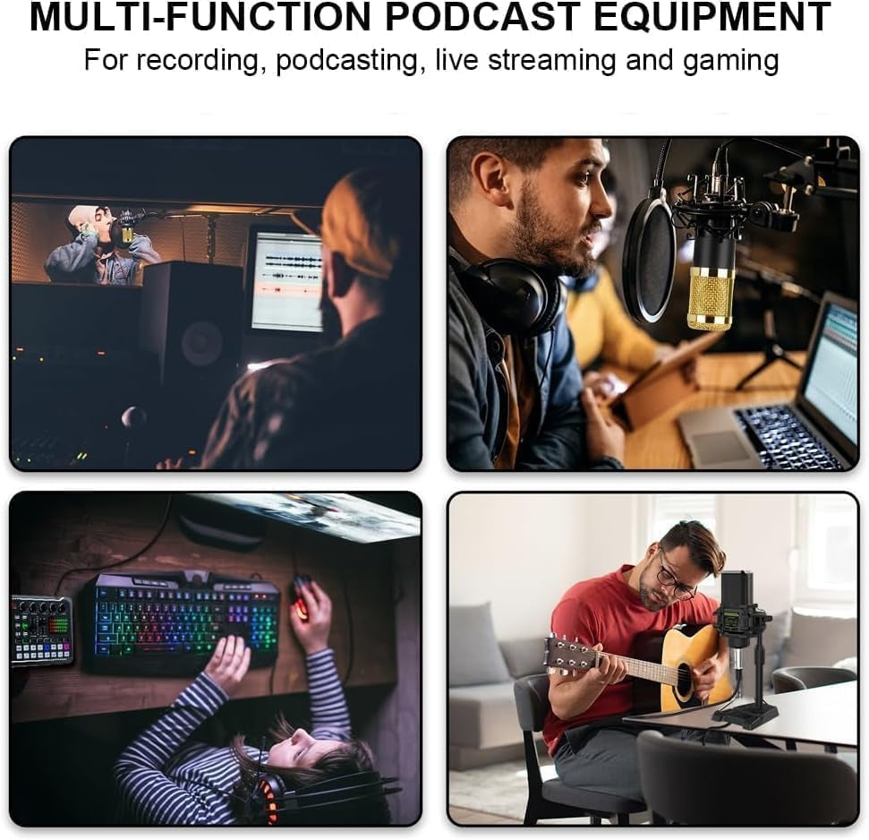 Live Sound Card lydmikser, podcast-lydgrensesnitt med DJ-miksereffekter for PS4, PS5, karaoke, TikTok, YouTube, livestreaming, opptak og gaming