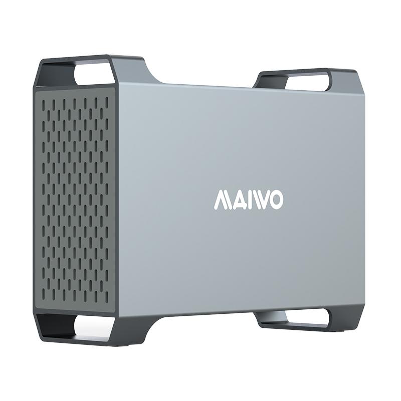 MAIWO K35282C USB-C 3.1 eksternt kabinett aluminium for 2x 3,5" SATA HDD med støtte for RAID