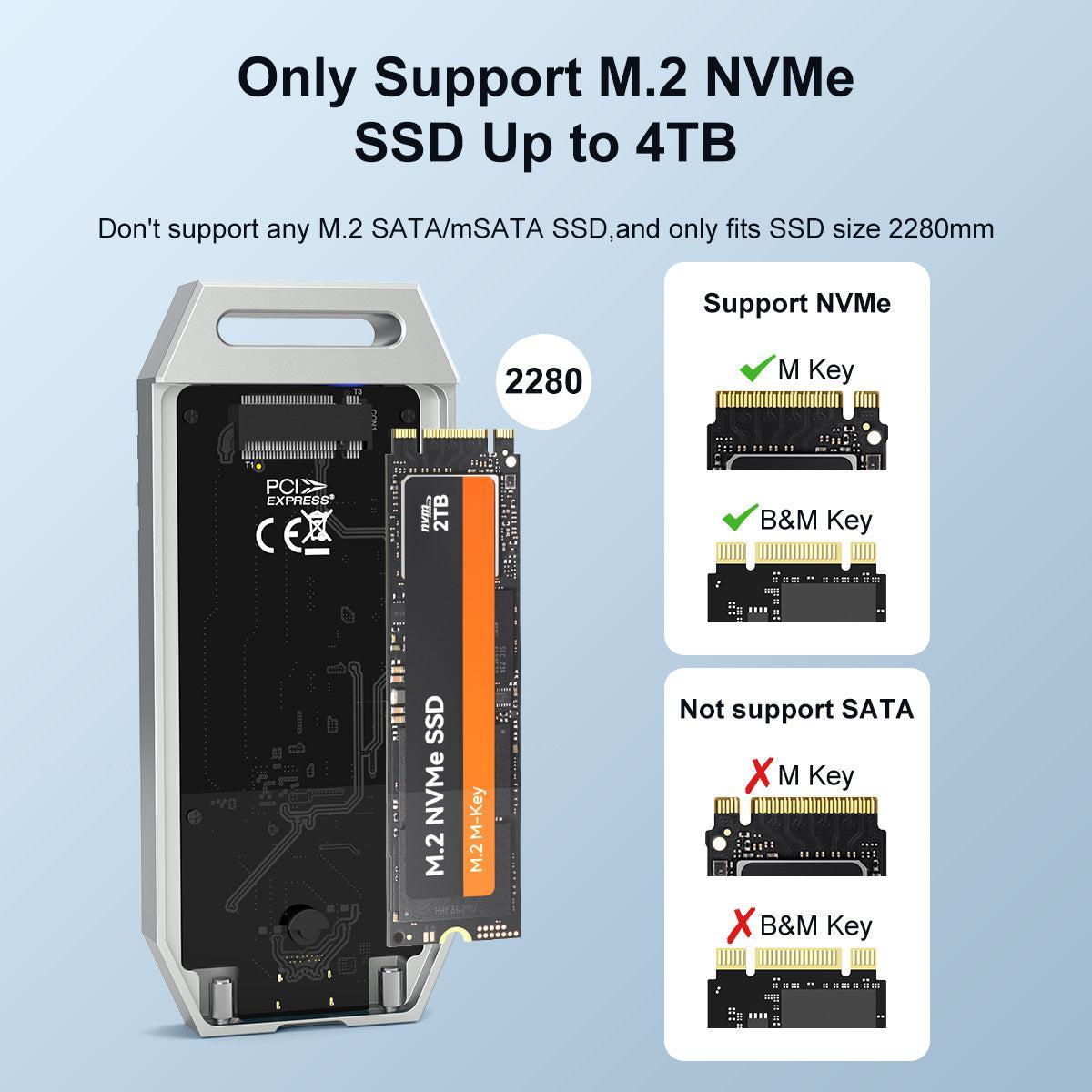 MAIWO USB4.0 NVMe eksternt skap 8TB M og B&M nøkkel 2280