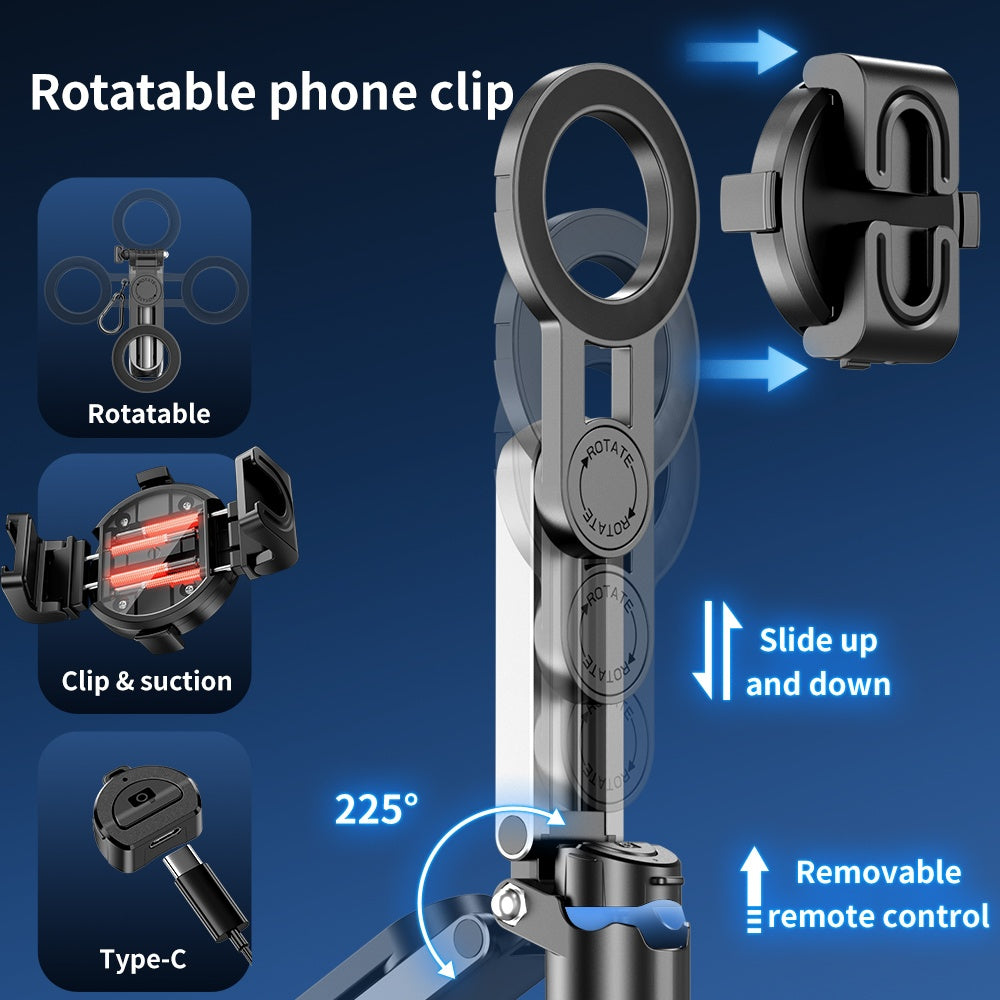 Magnetic Selfie Stick with Remote Extendable Cell Phone Tripod Stand Compatible with MagSafe, Selfie Stick Tripod